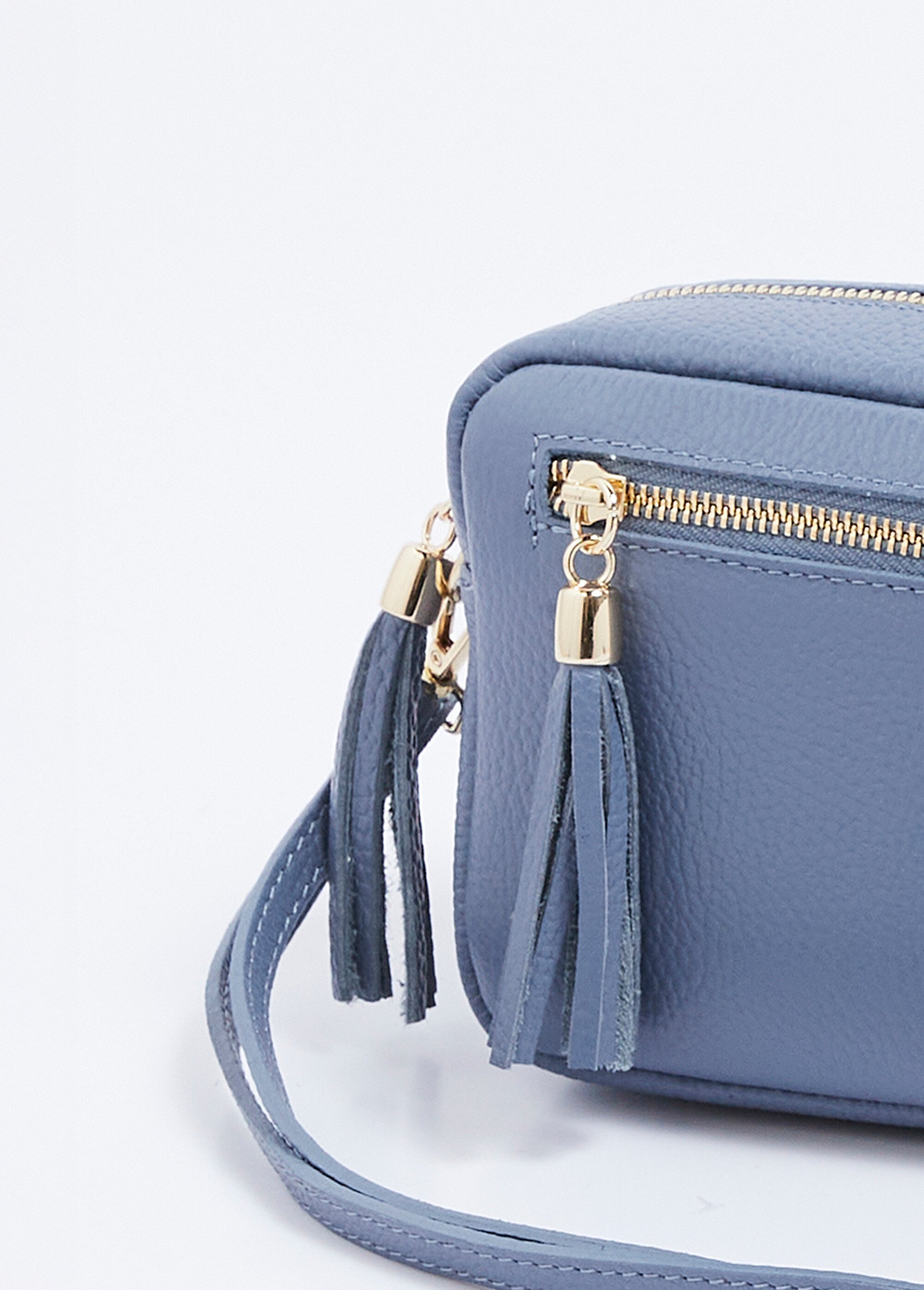 Sac bandoulière rectangulaire zippé cuir grainé