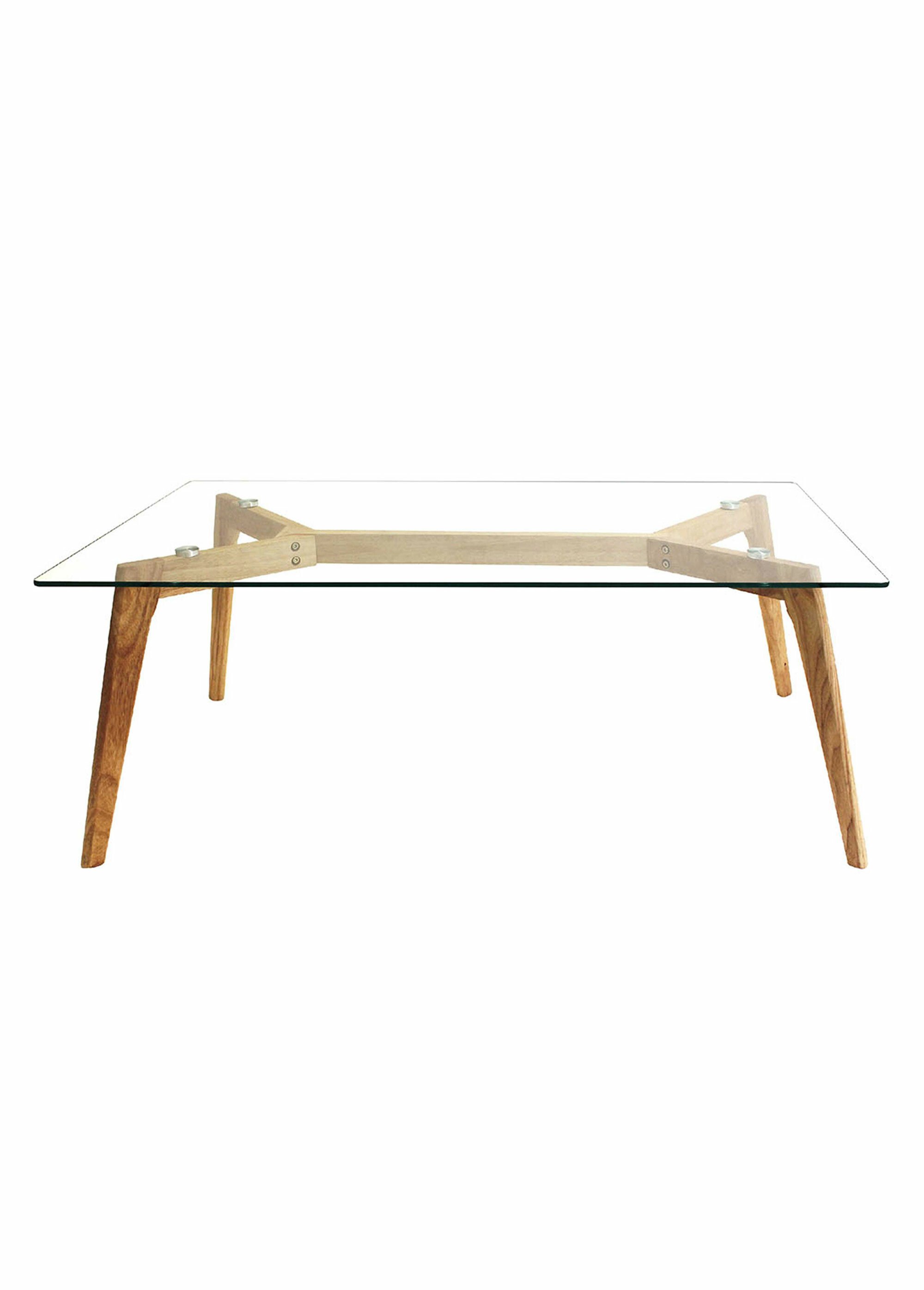 Table basse rectangle, plateau en verre TRANSPARENT ET MARRON CMP-HD3801 FA1