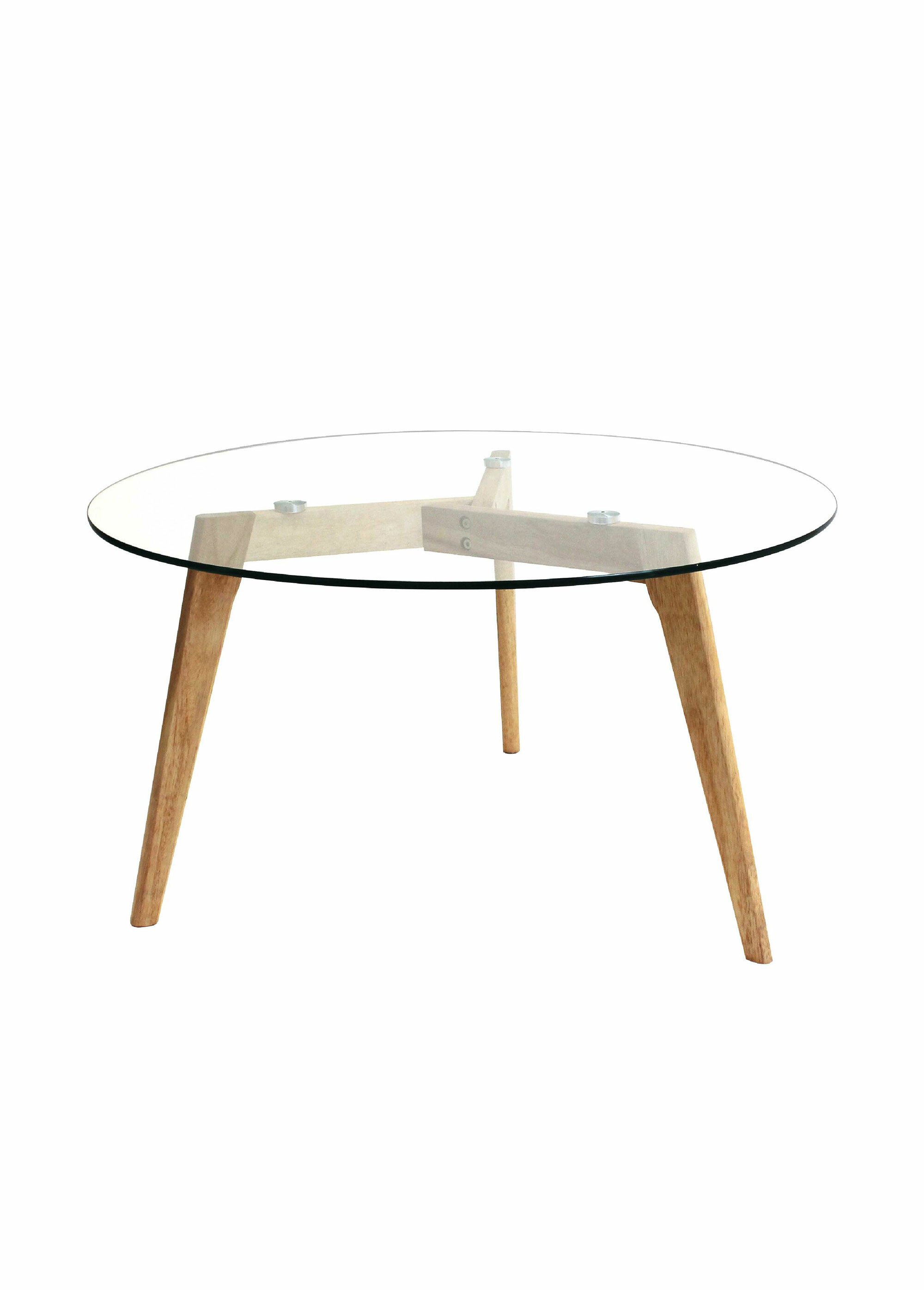 Table basse ronde avec plateau en verre TRANSPARENT ET MARRON CMP-HD3800 FA1