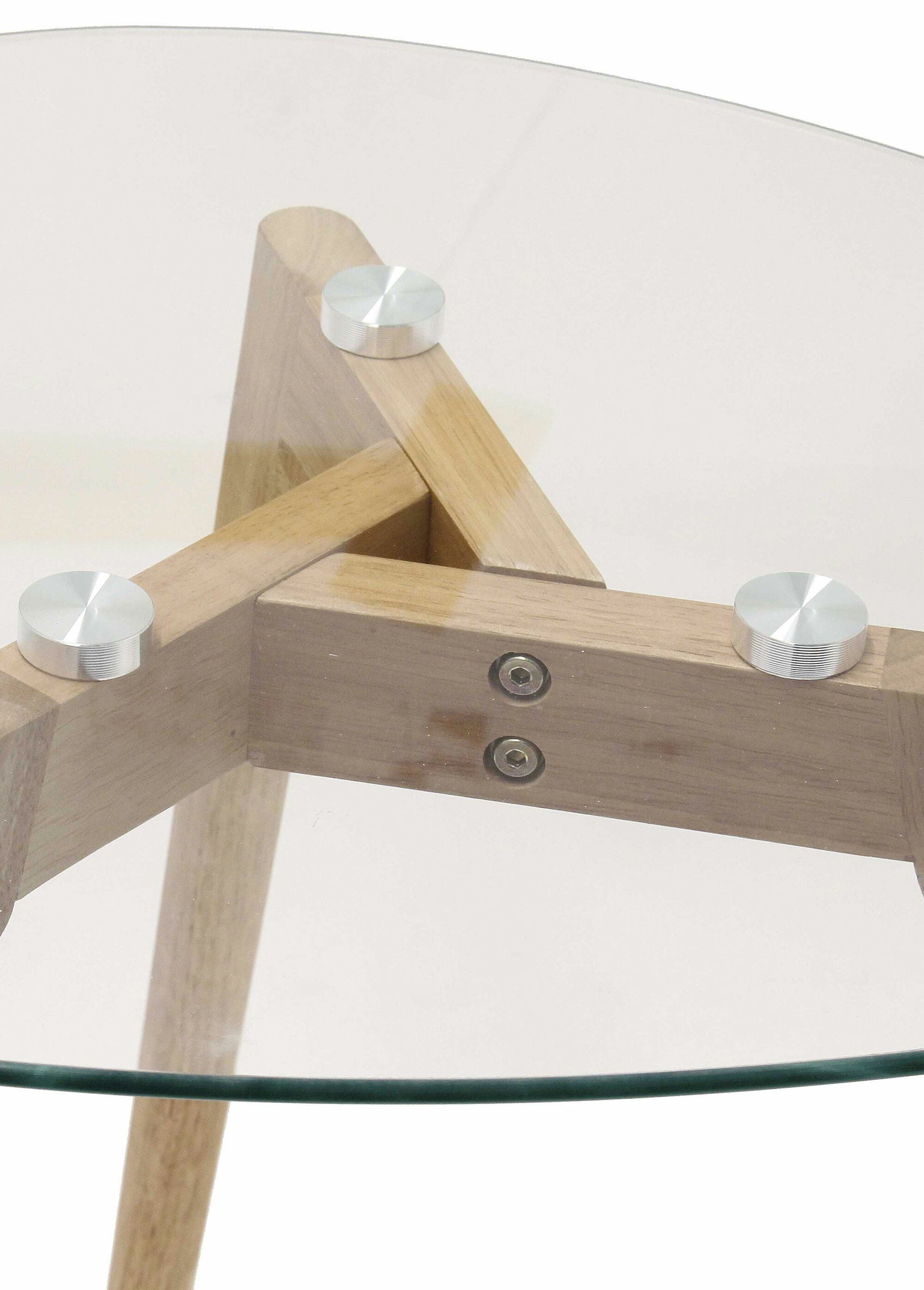 Tables verre forme galet et pied compas TRANSPARENT ET BEIGE CMP-HD3212 DE3
