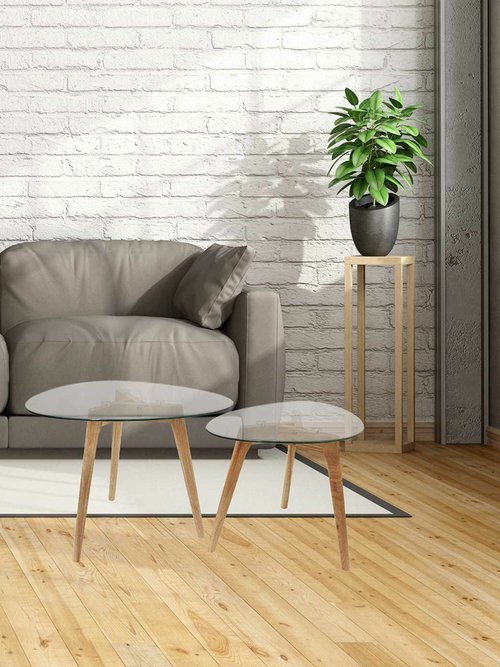 Tables verre forme galet et pied compas TRANSPARENT ET BEIGE CMP-HD3212 SI2