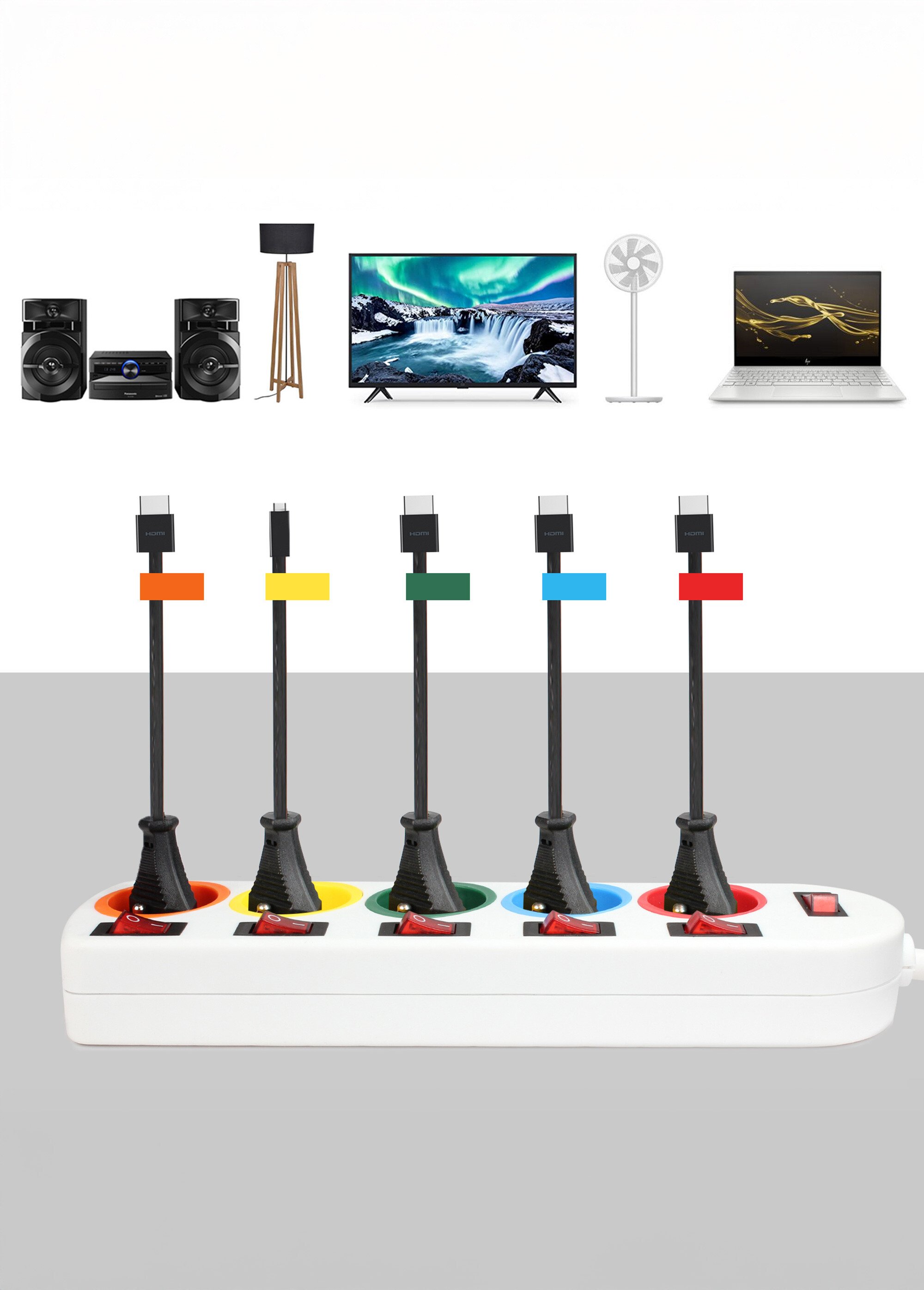 Bloc multiprise couleur 5 prises Blanc GAZEUX DE1