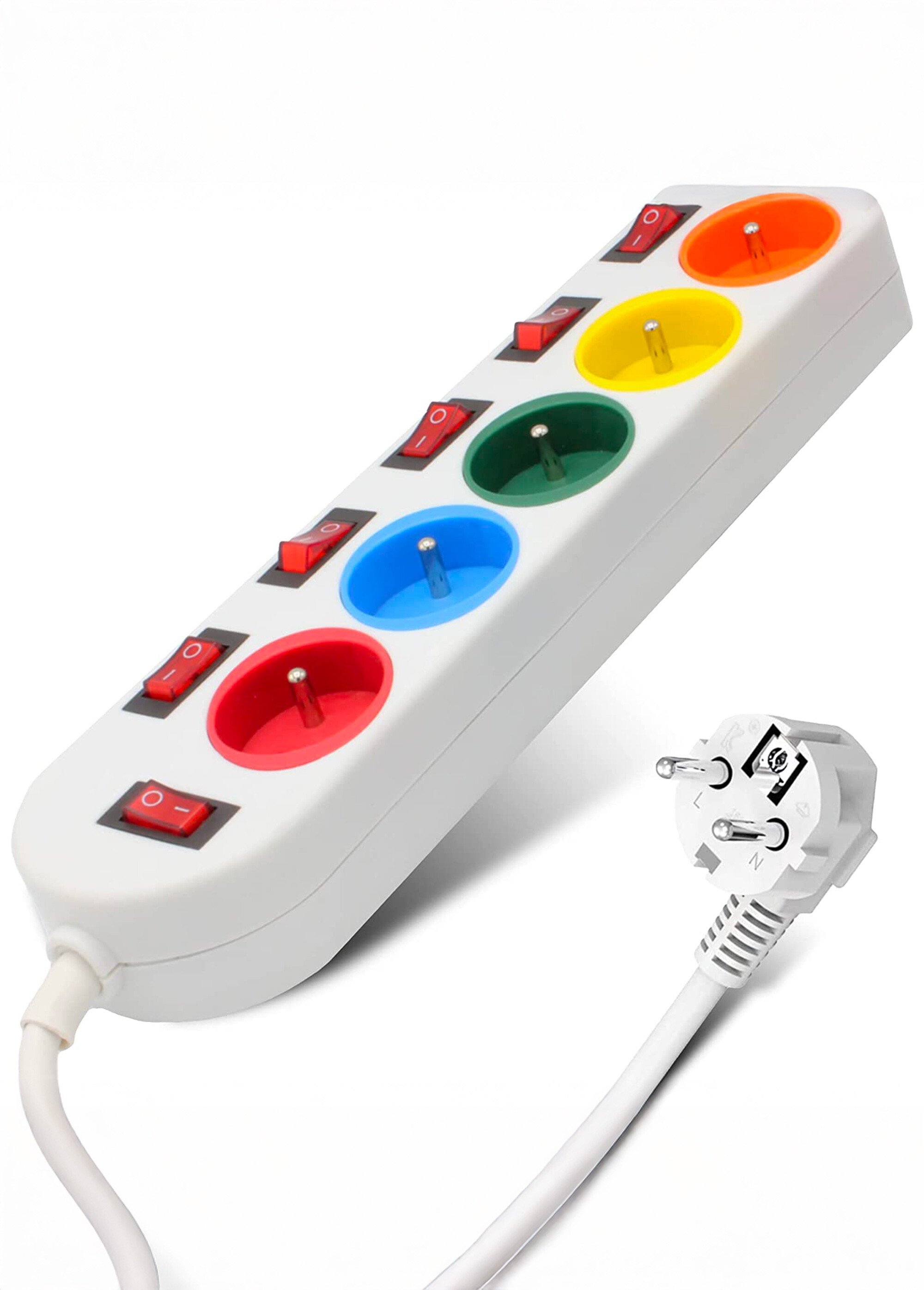 Bloc multiprise couleur 5 prises Blanc GAZEUX FA1