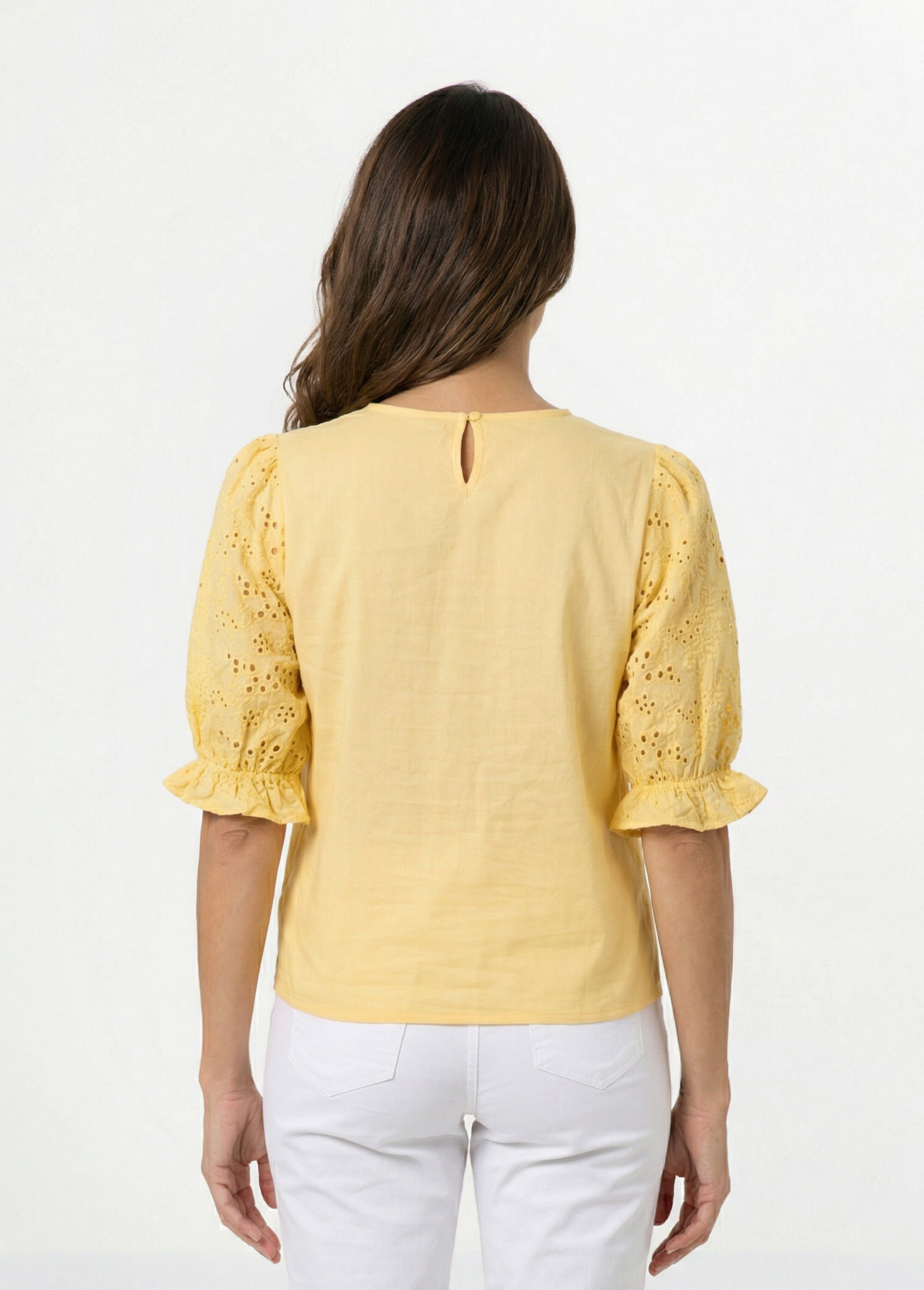 Blouse en broderie anglaise Femme Jaune CALIE DO1