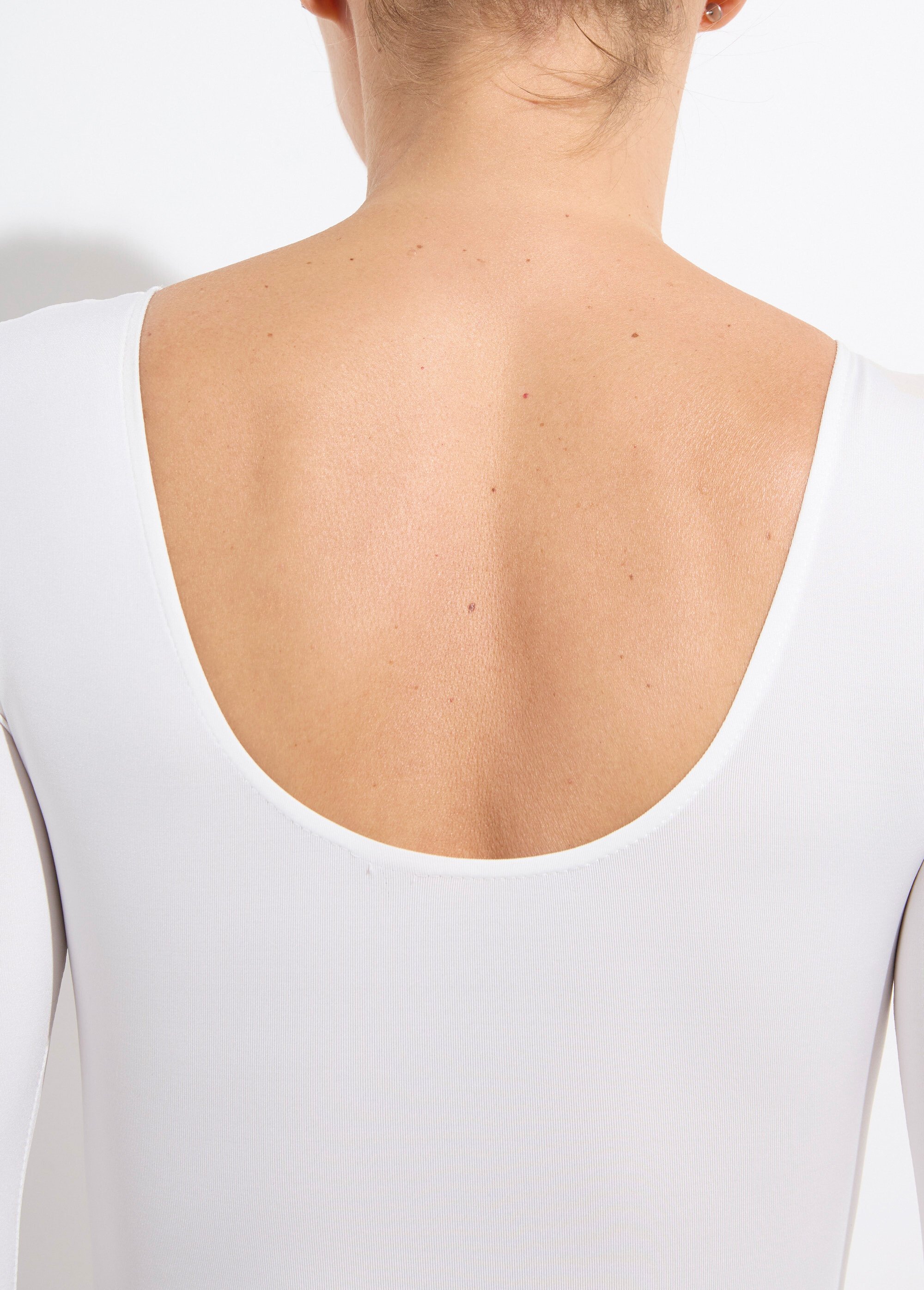 Body invisible microfibre manches longues Femme Blanc GIOY712 DE2