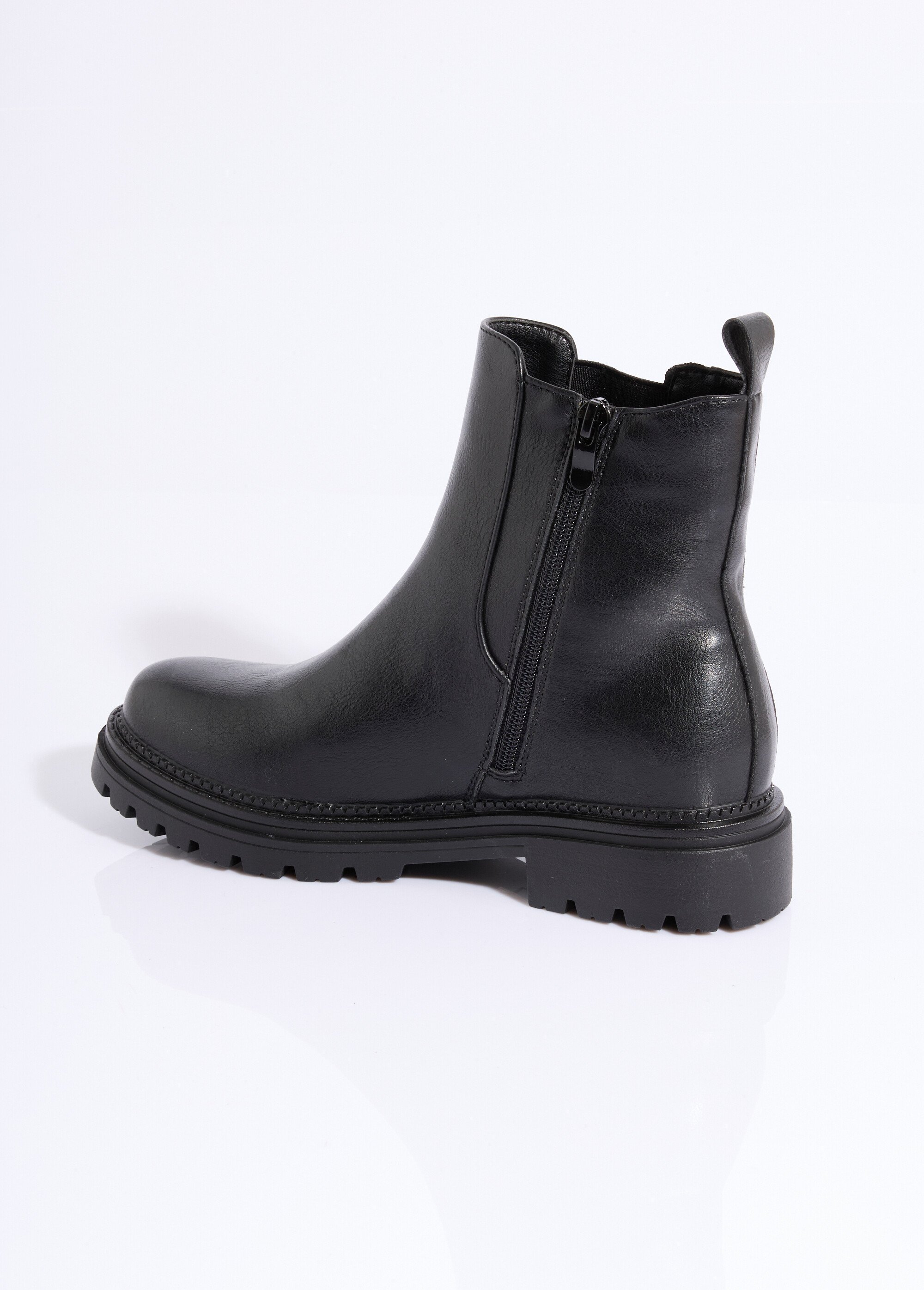 Boots Chelsea crantées détails matières Femme Noir LADF6831 DO1