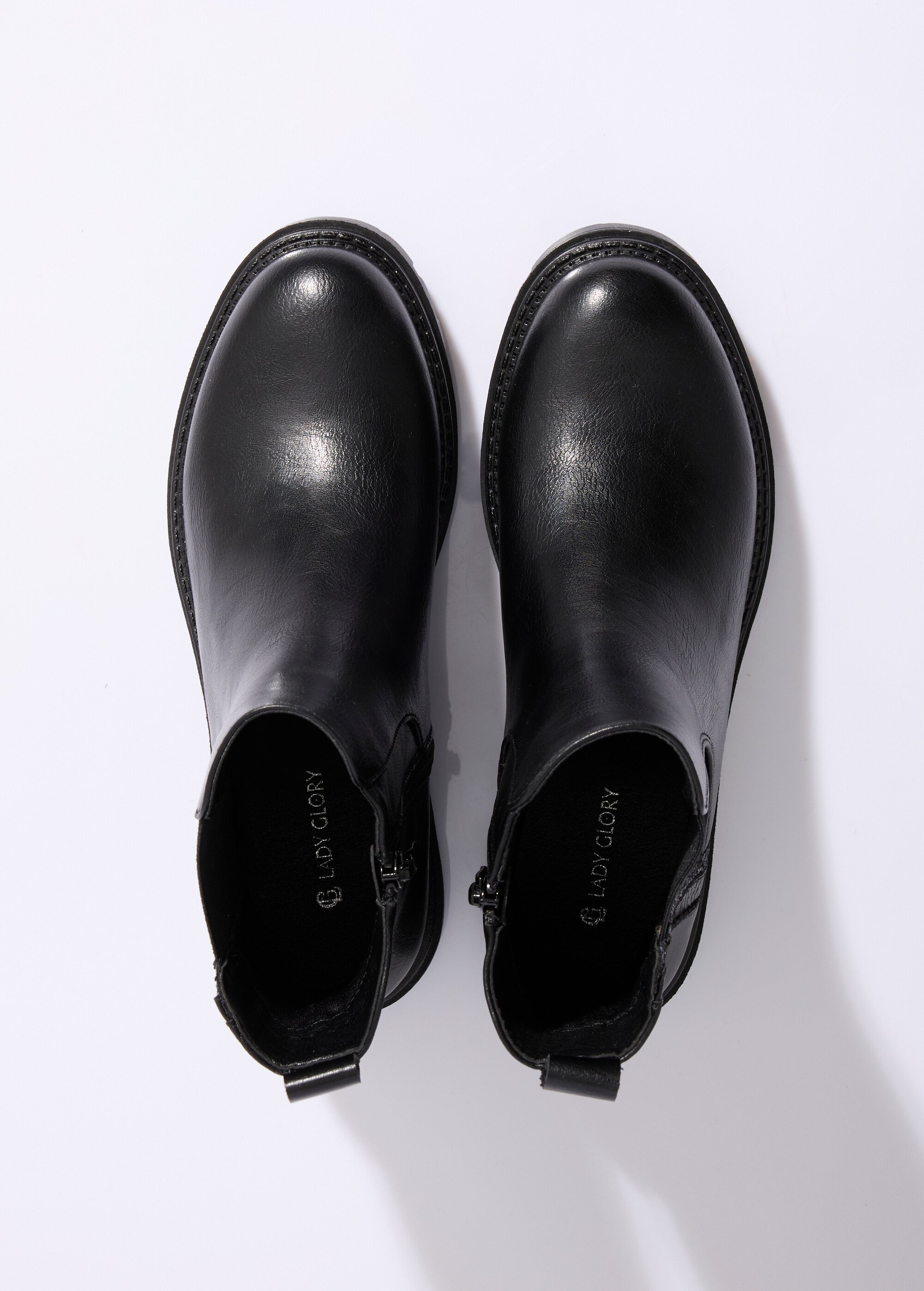 Boots Chelsea crantées détails matières Femme Noir LADF6831 OV1