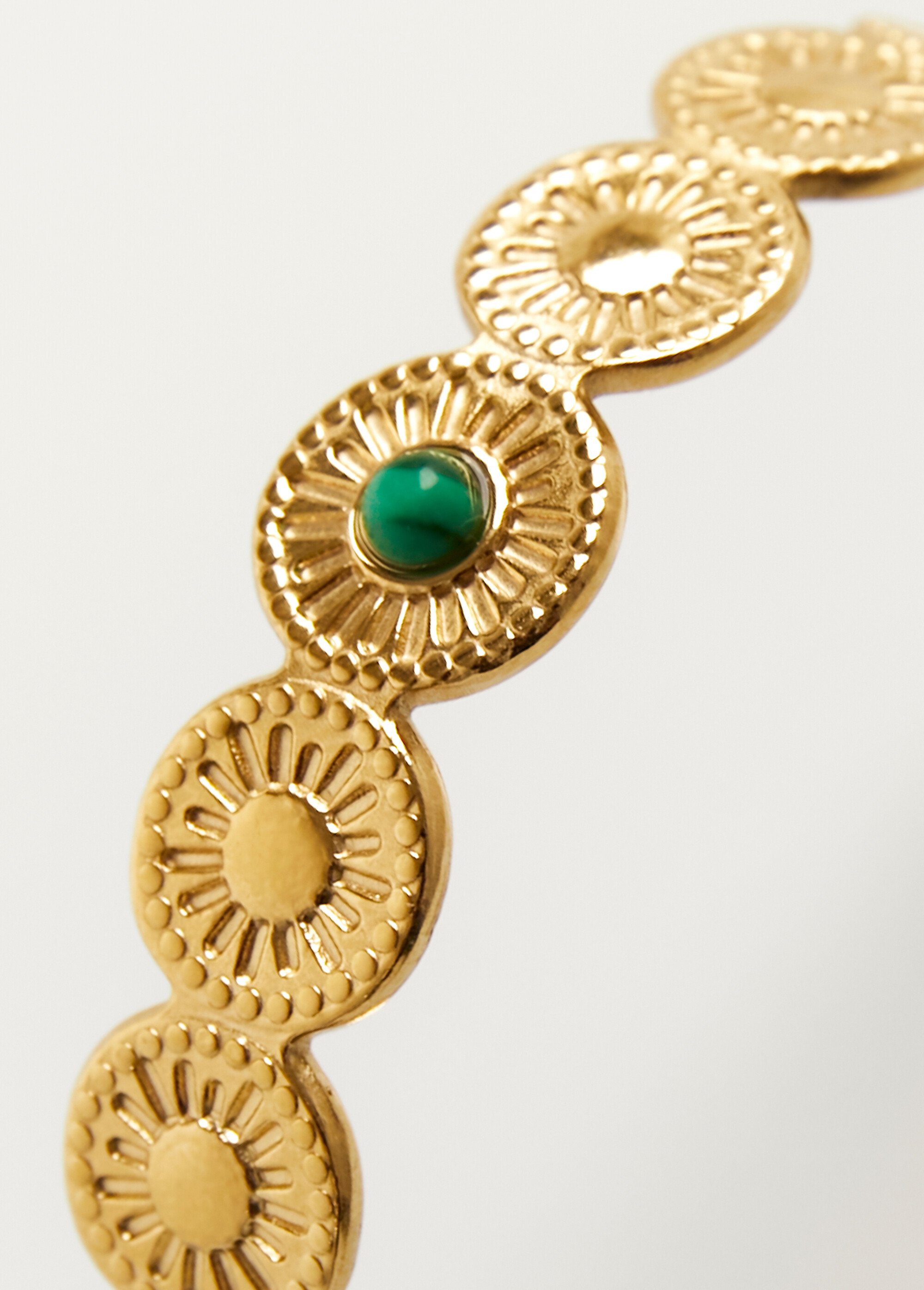 Bracelet jonc acier avec pierre centrale Doré AE-BRAJONROPI DE2