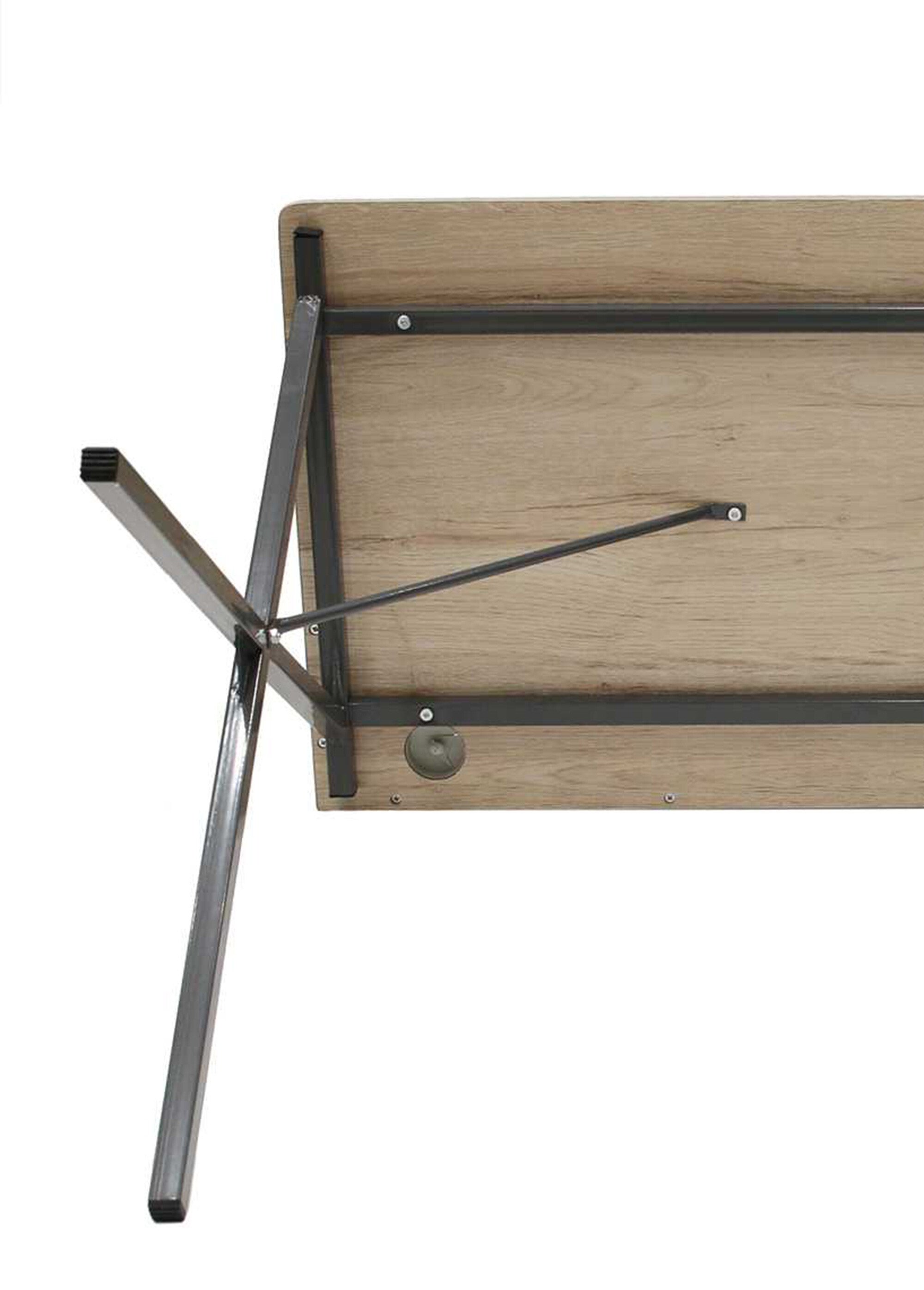 Bureau épuré, en métal et bois 2 tons 1G GRIS CMP-HD6424 DE2