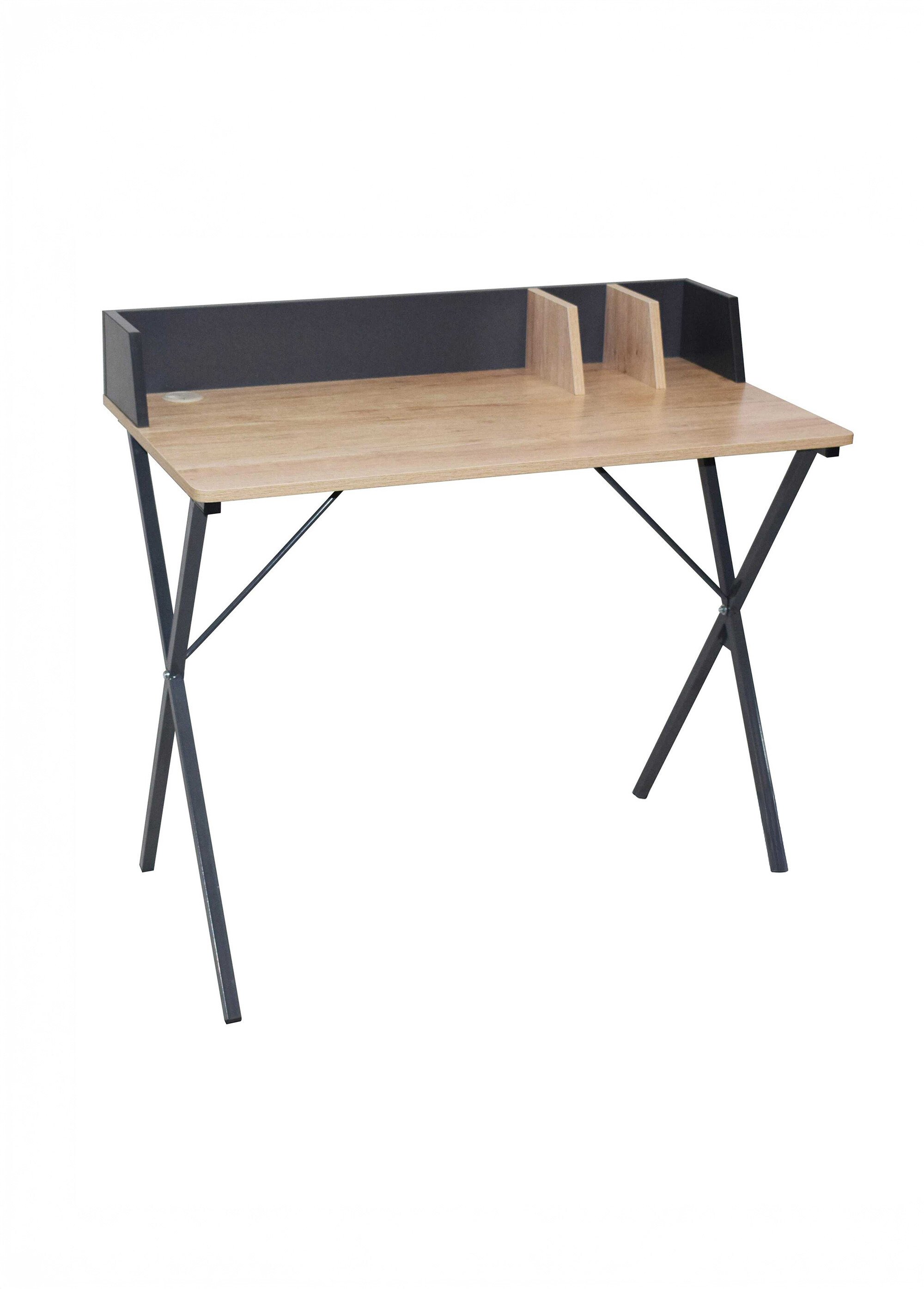 Bureau épuré, en métal et bois 2 tons 1G