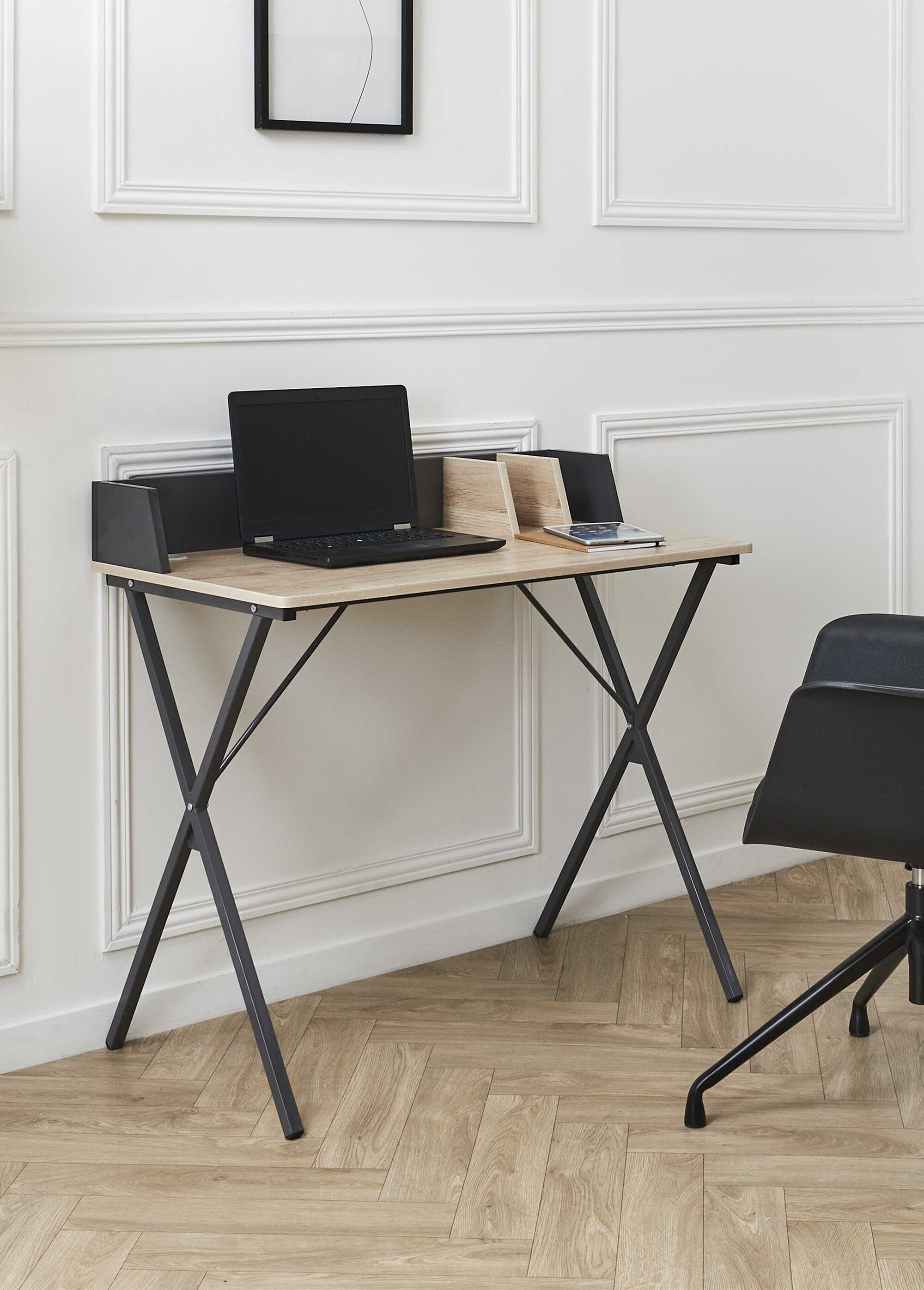 Bureau épuré, en métal et bois 2 tons 1G GRIS CMP-HD6424 SI2