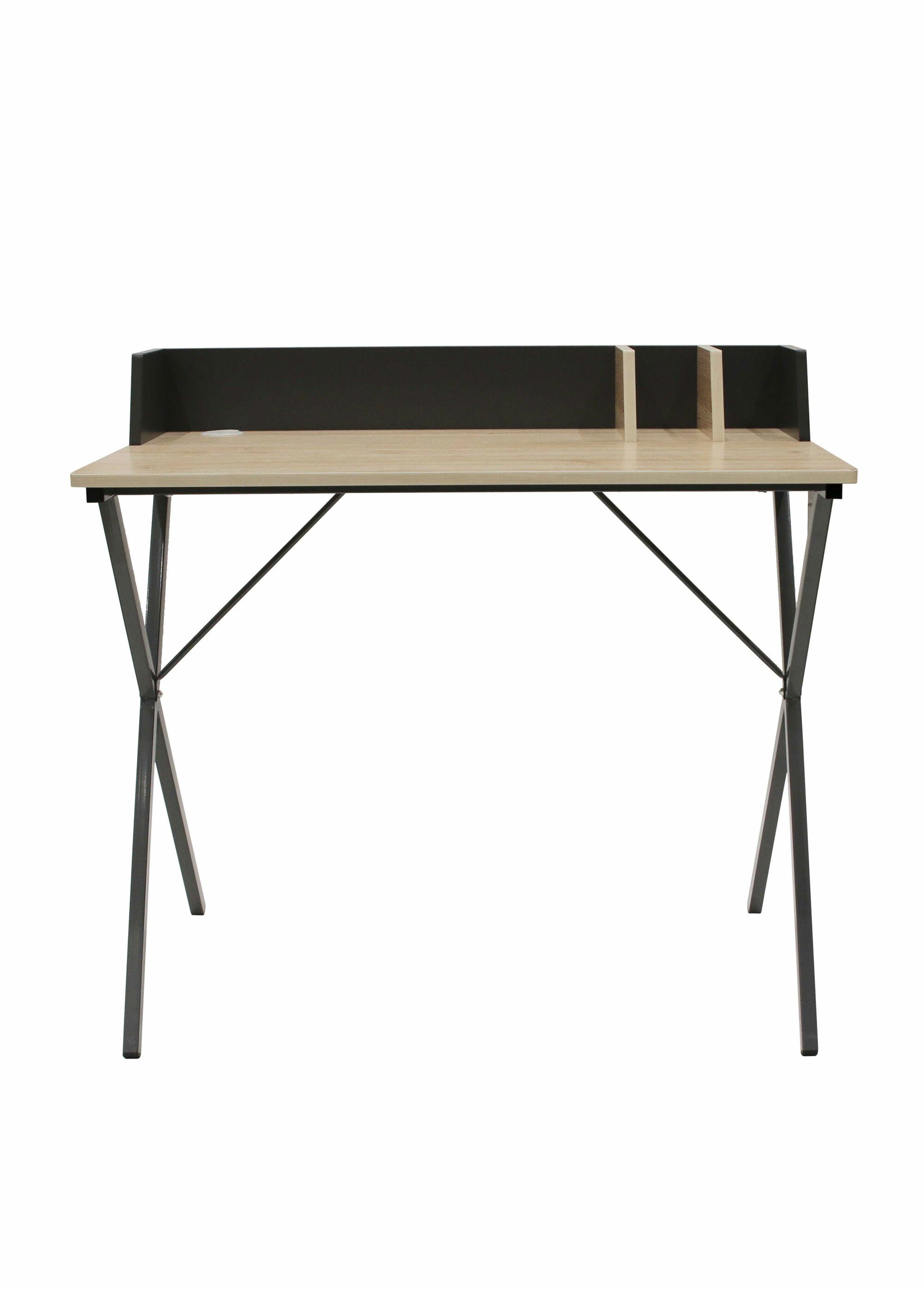 Bureau épuré, en métal et bois 2 tons 2N