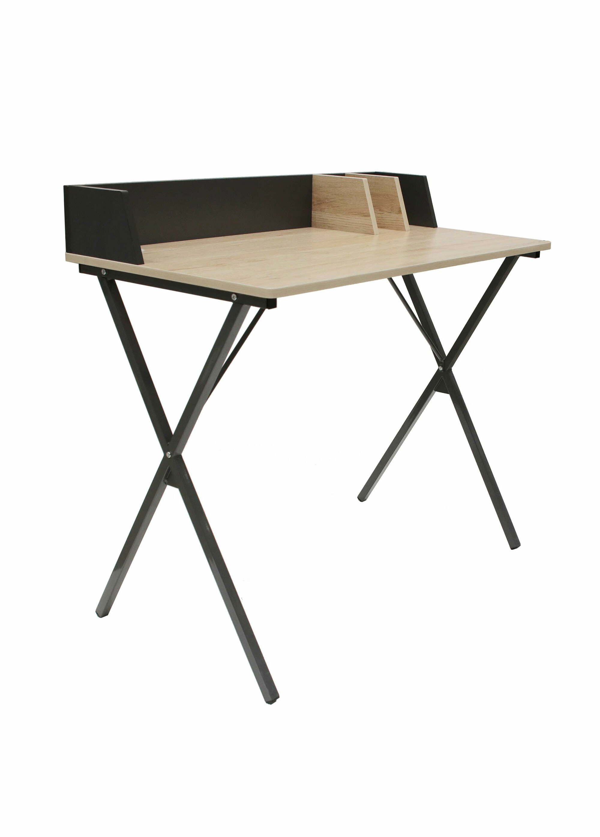 Bureau épuré, en métal et bois 2 tons 2N