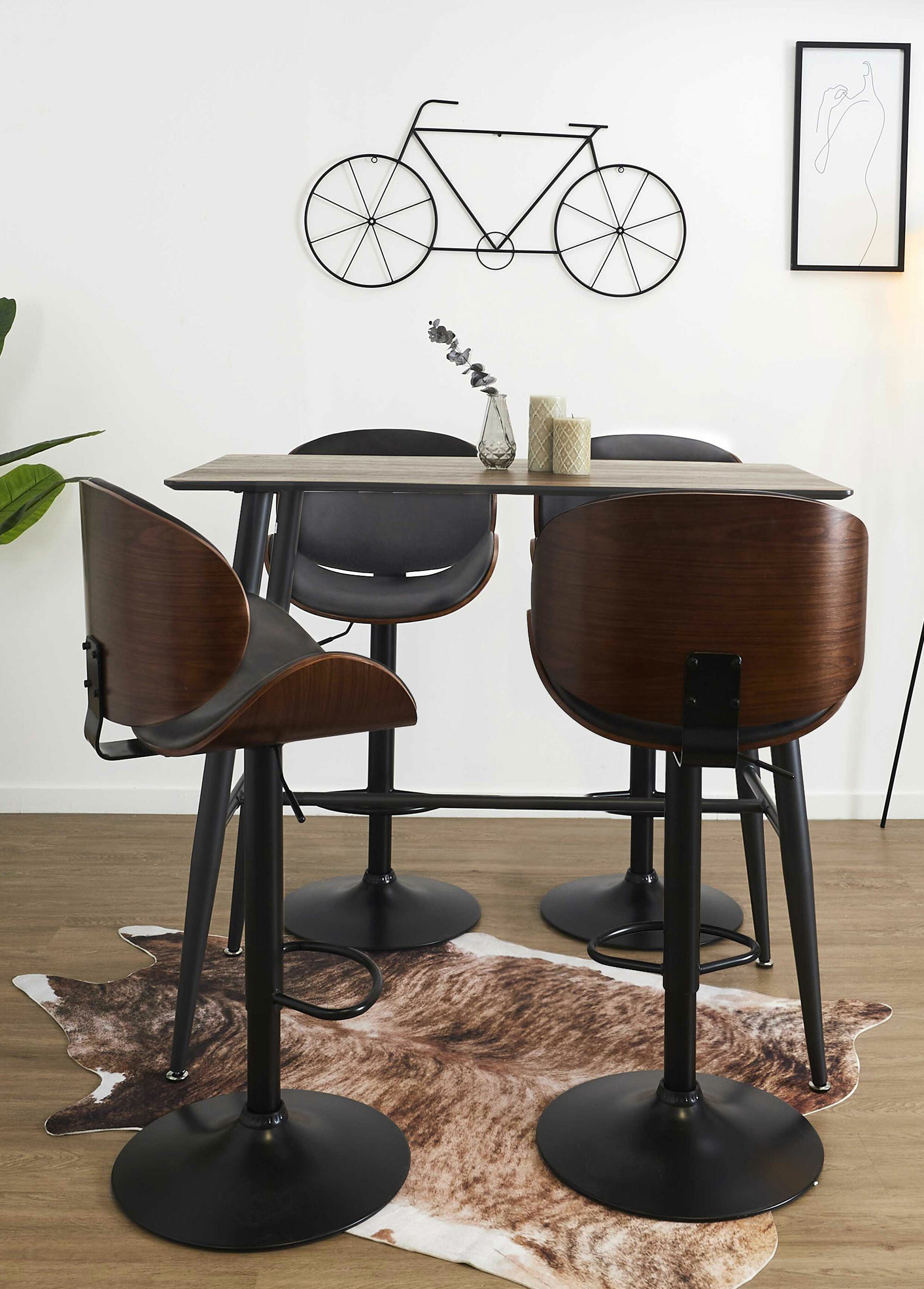 Chaise de bar simili cuir et bois NOIR CMP-HD6602 SI2