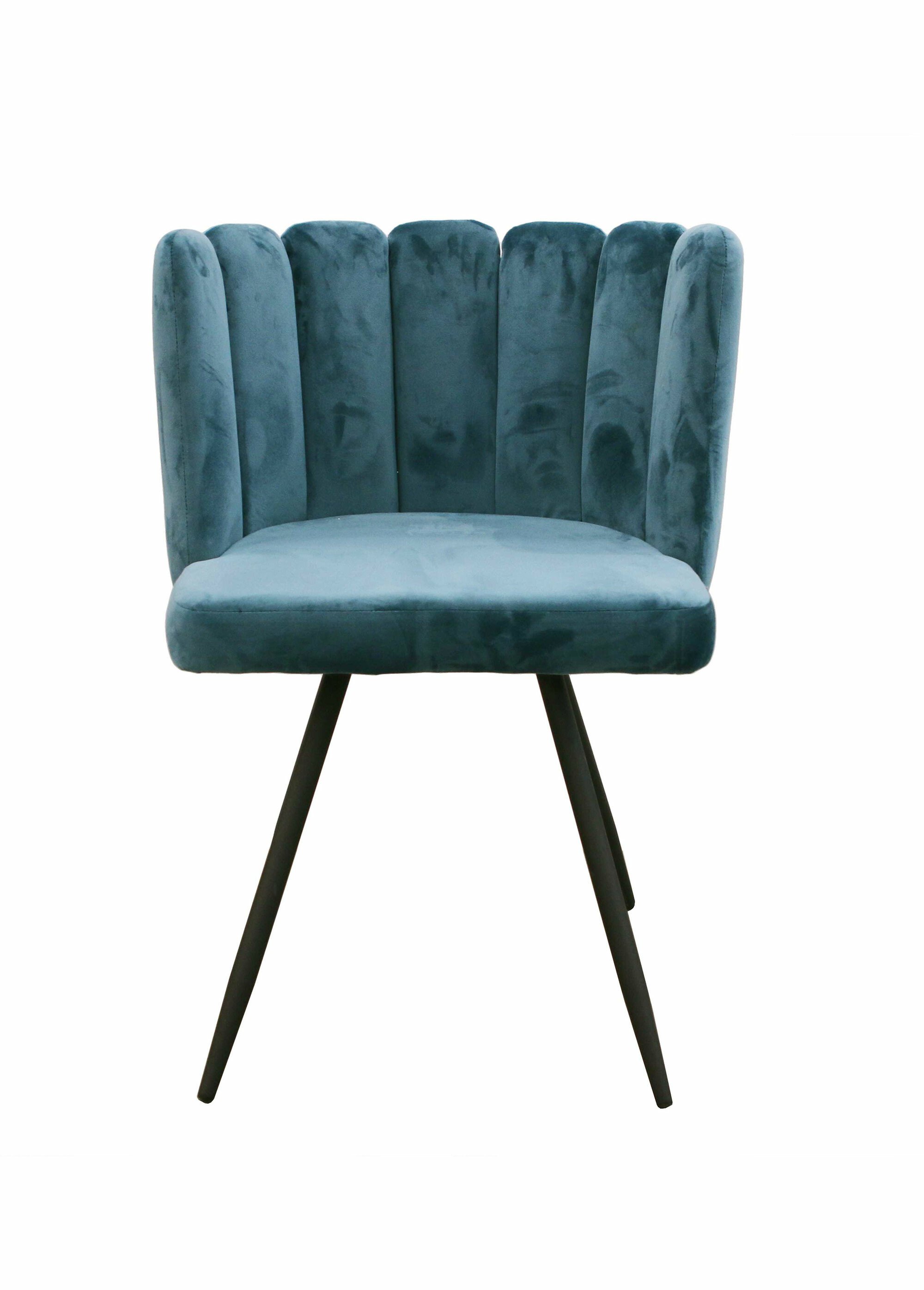 Chaise velours dossier capitonné 1G BLEU CMP-HD6516 DE1