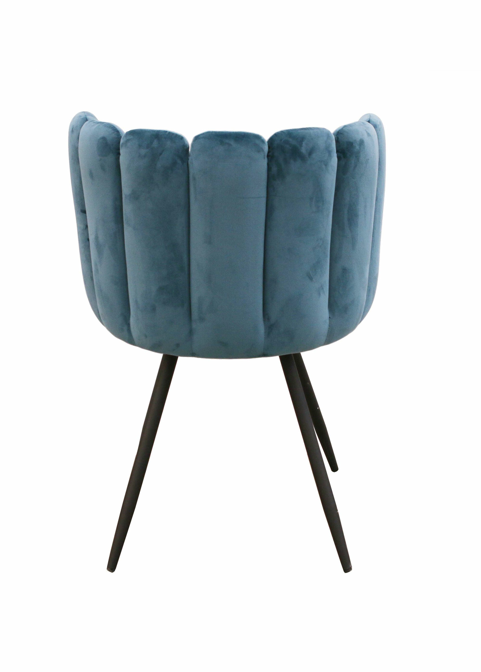 Chaise velours dossier capitonné 1G BLEU CMP-HD6516 DO1