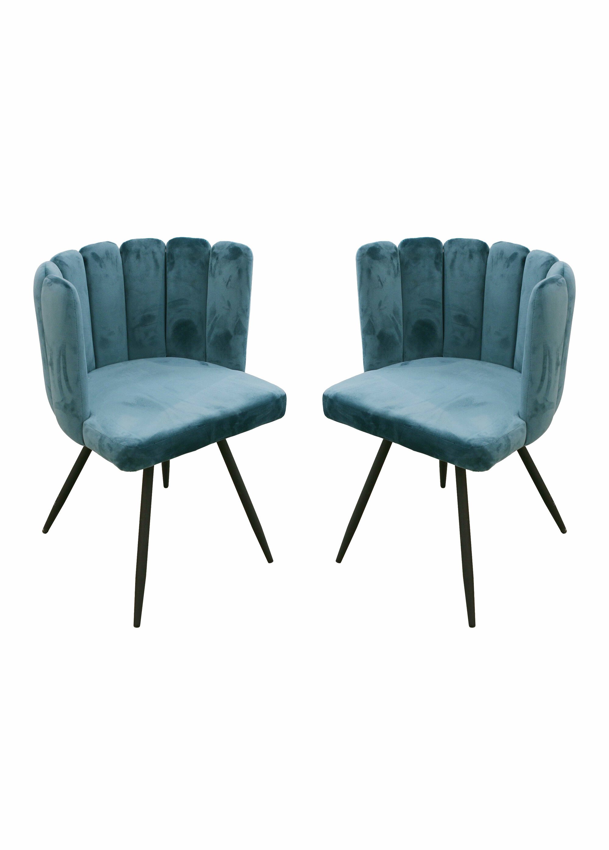 Chaise velours dossier capitonné 1G BLEU CMP-HD6516 FA1