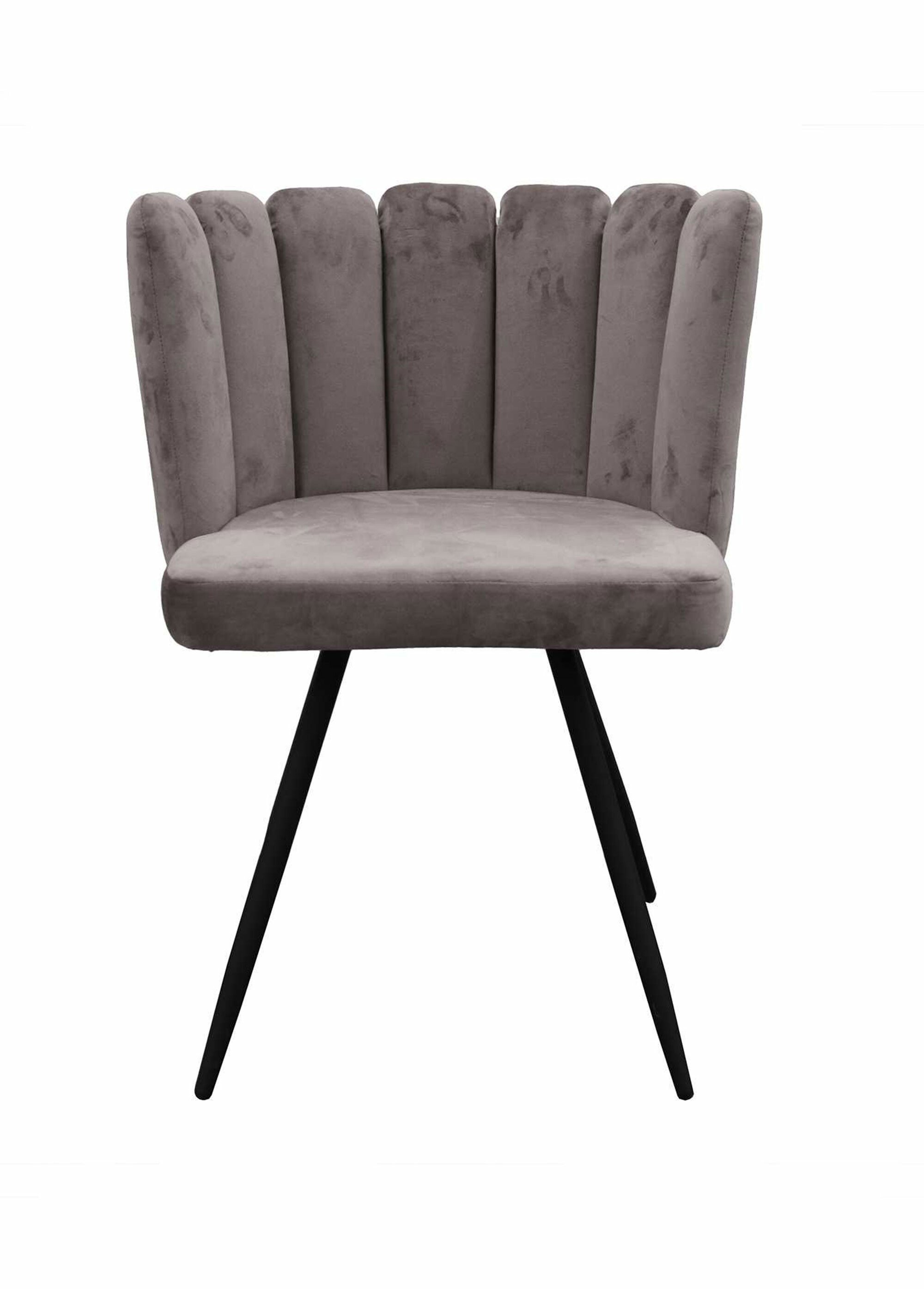 Chaise velours dossier capitonné 1G GRIS CMP-HD6516 DE1