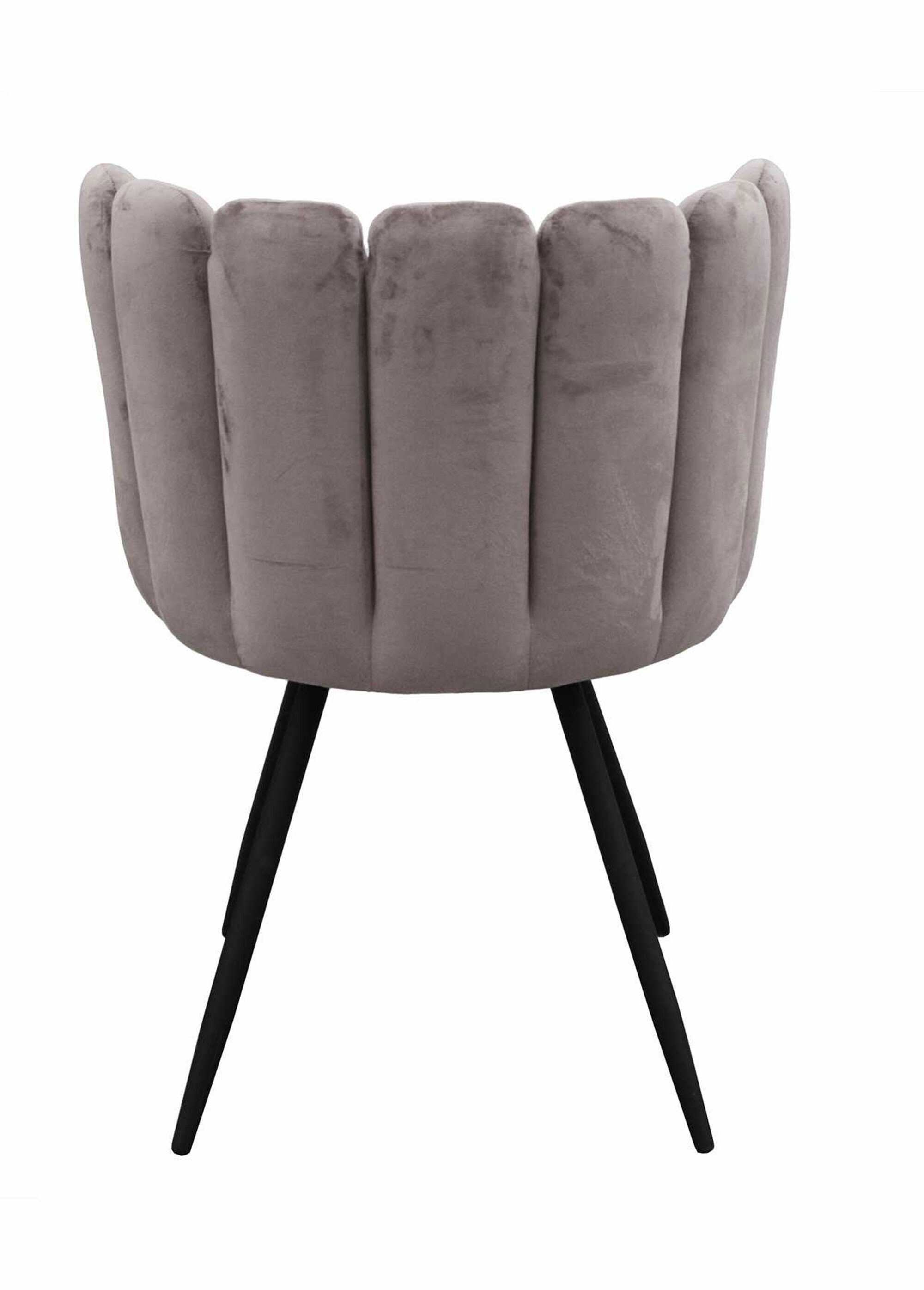 Chaise velours dossier capitonné 1G GRIS CMP-HD6516 DO1