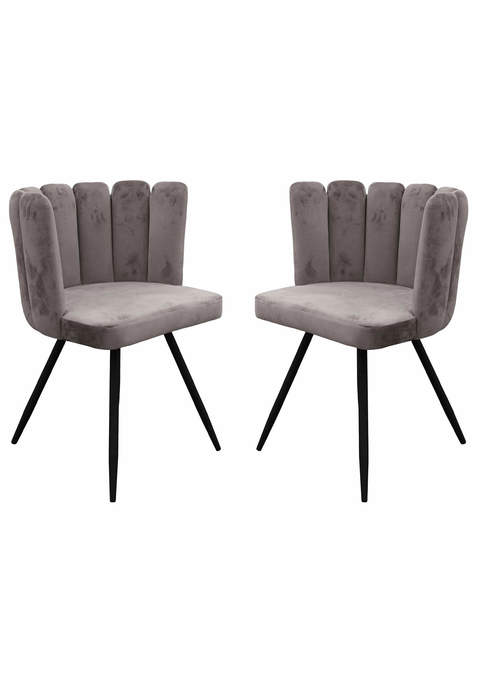 Chaise velours dossier capitonné 1G GRIS CMP-HD6516 FA1