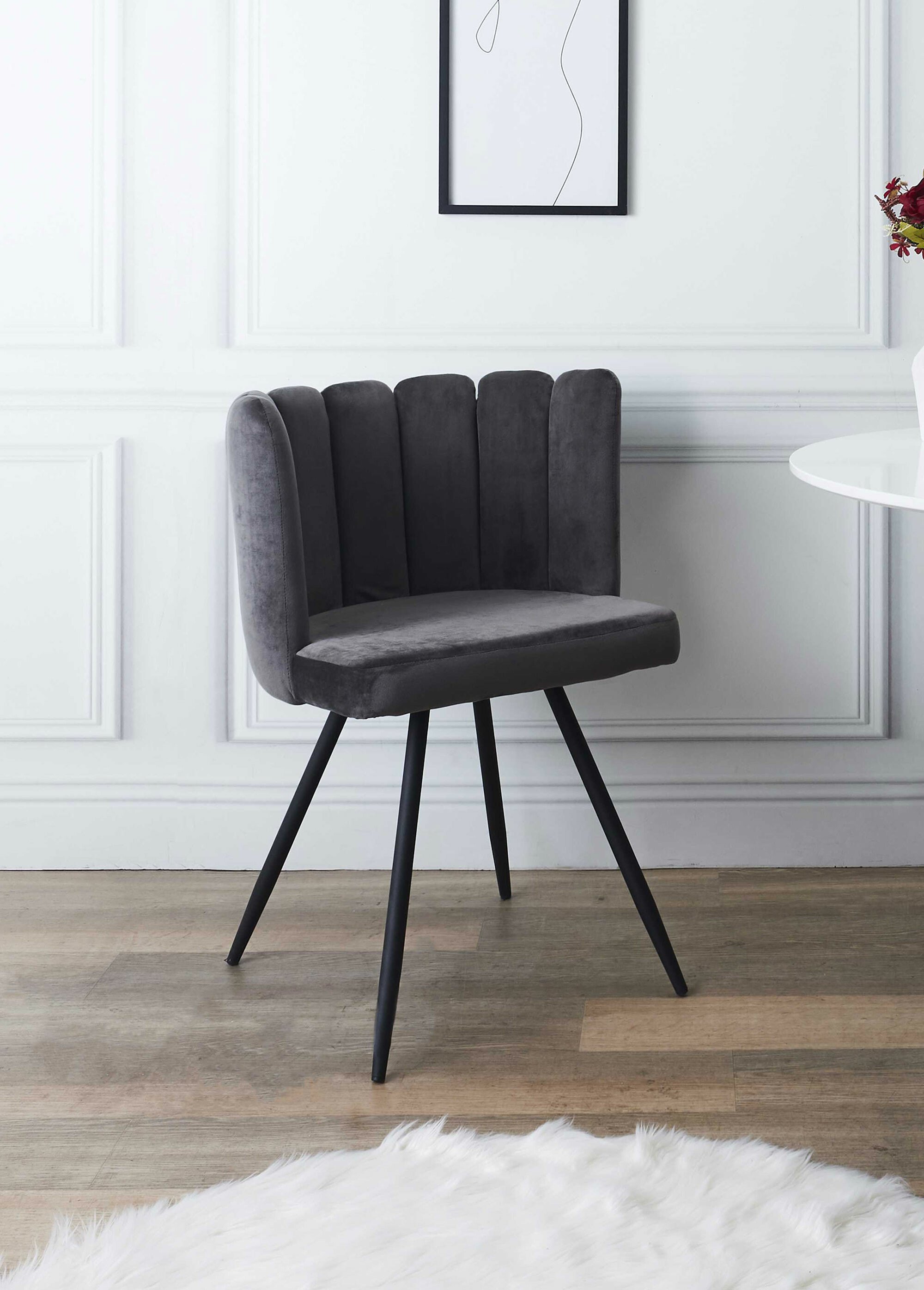 Chaise velours dossier capitonné 1G GRIS CMP-HD6516 SI2