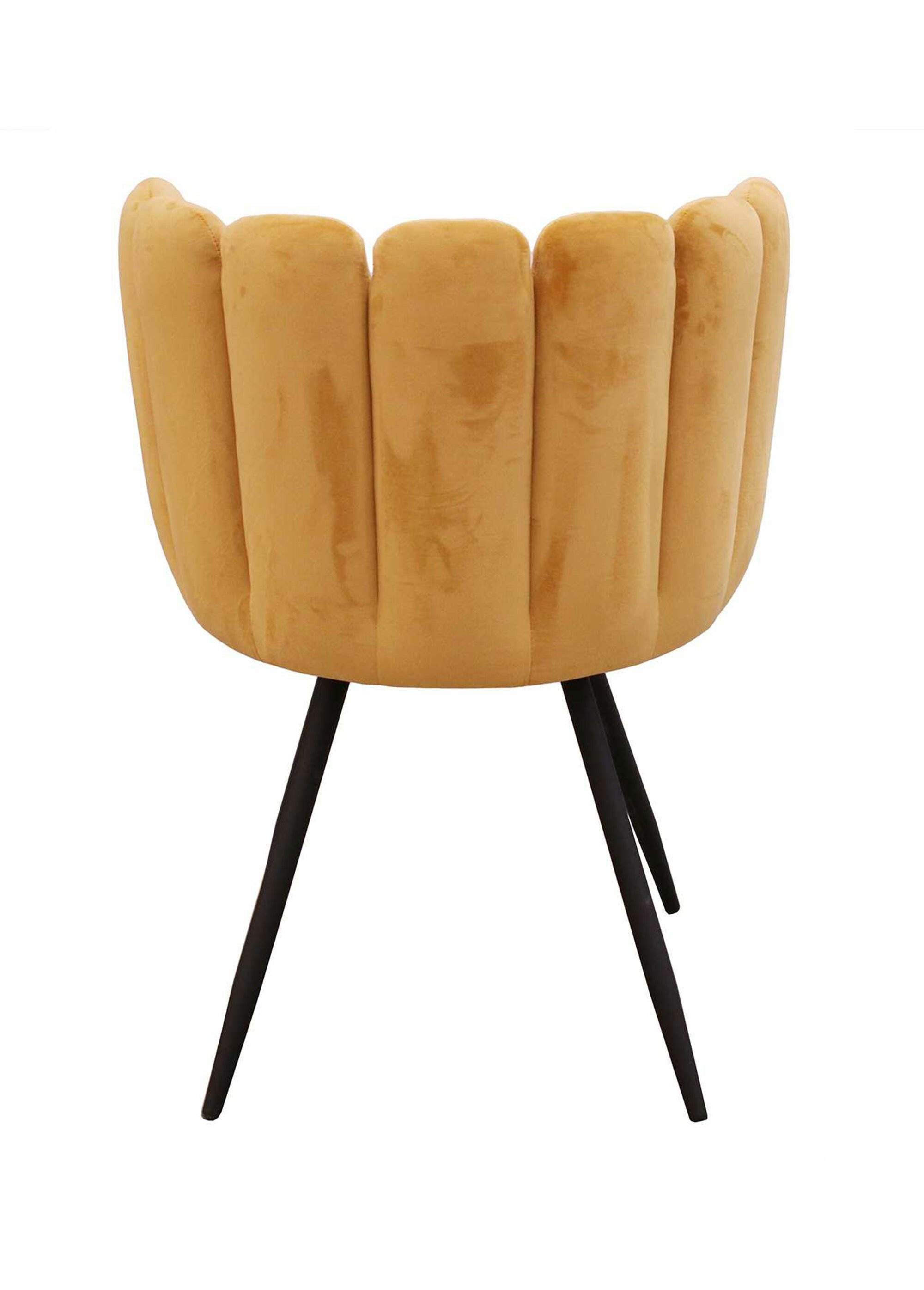 Chaise velours dossier capitonné 1G JAUNE CMP-HD6516 DO1