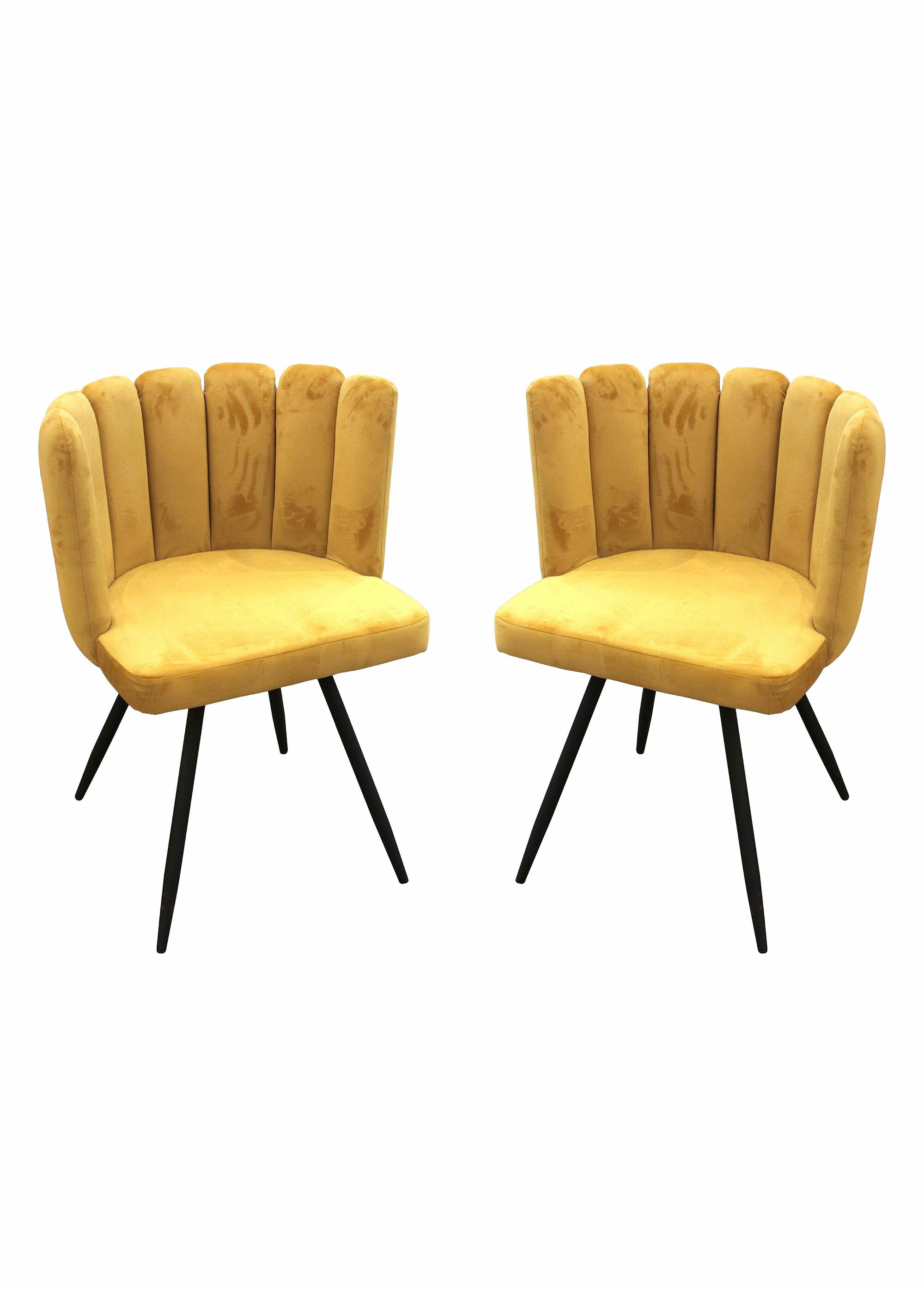 Chaise velours dossier capitonné 1G JAUNE CMP-HD6516 FA1