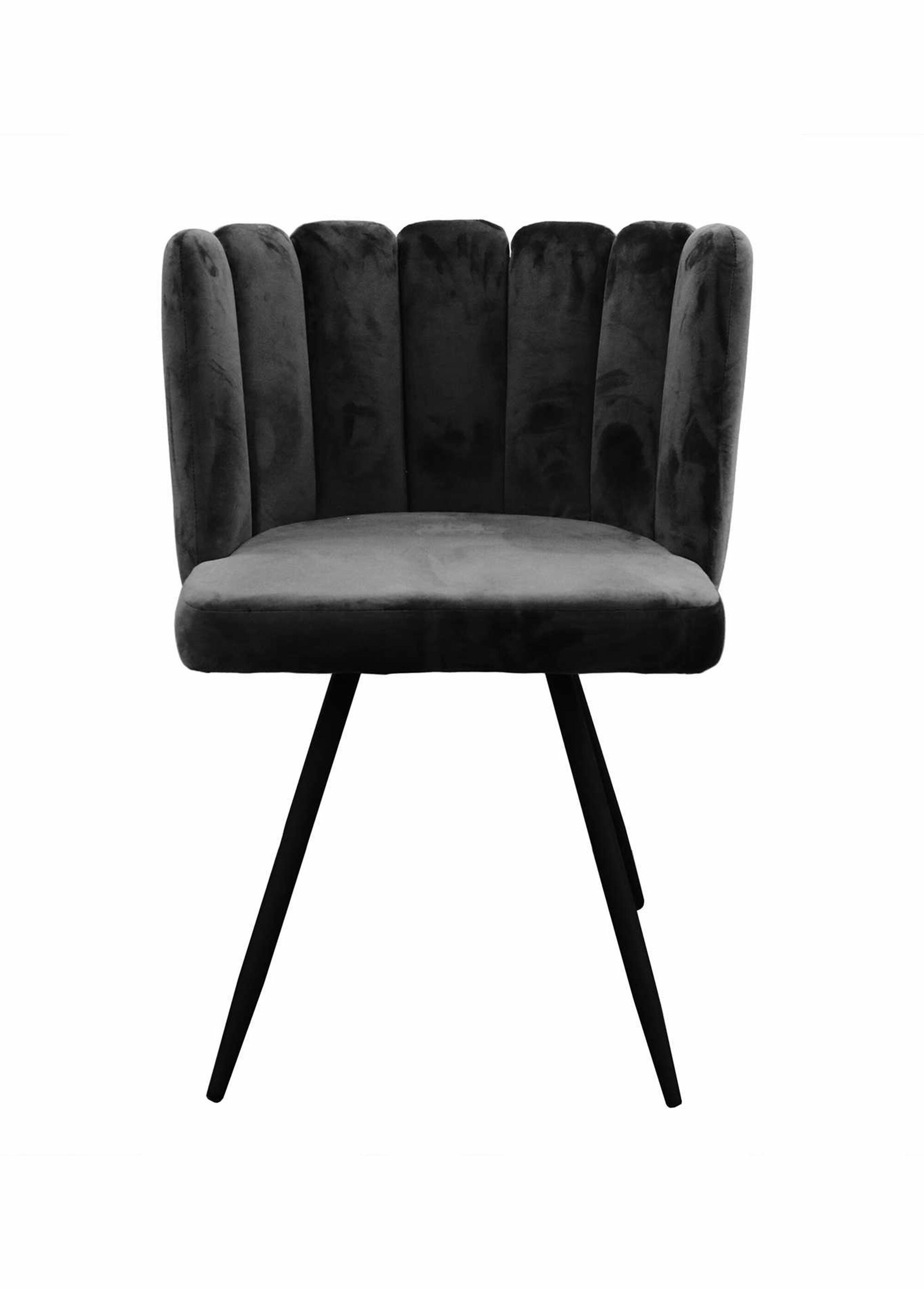 Chaise velours dossier capitonné 1G NOIR CMP-HD6516 DE1