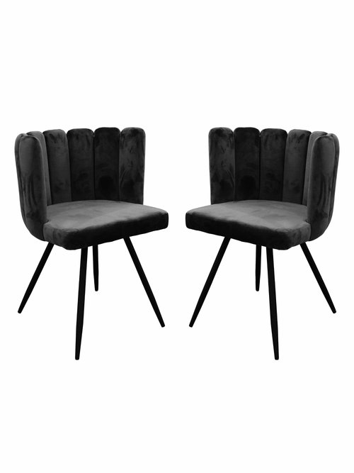 Chaise velours dossier capitonné 1G NOIR CMP-HD6516 FA1