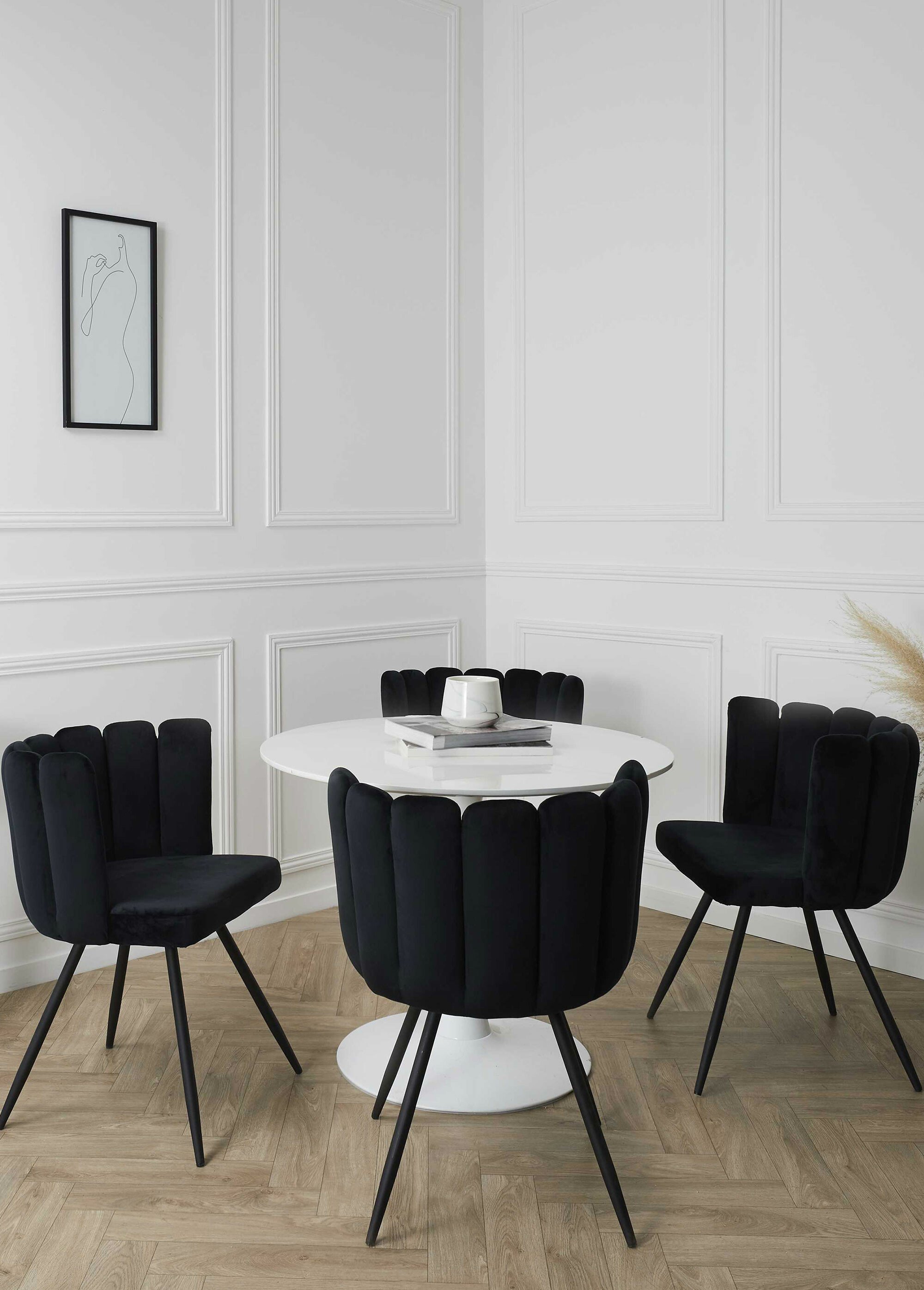 Chaise velours dossier capitonné 1G NOIR CMP-HD6516 SI1