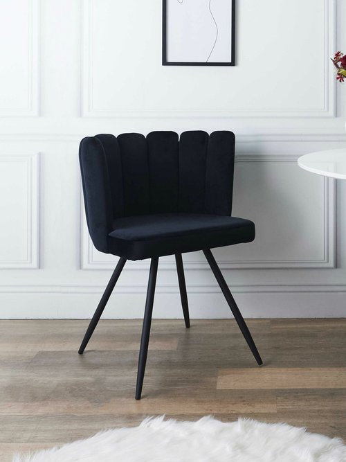 Chaise velours dossier capitonné 1G NOIR CMP-HD6516 SI3