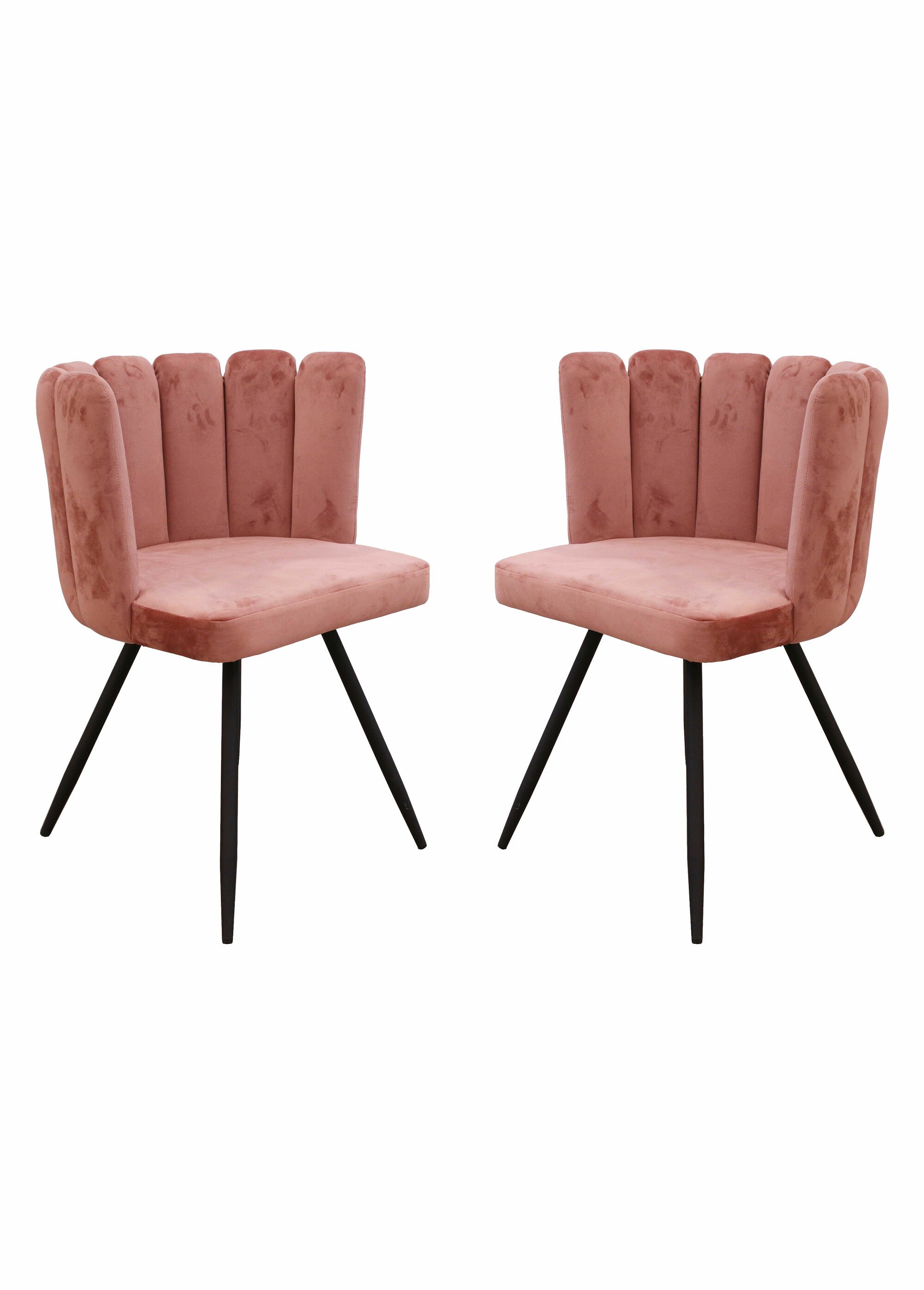 Chaise velours dossier capitonné 1G ROSE CMP-HD6516 FA1