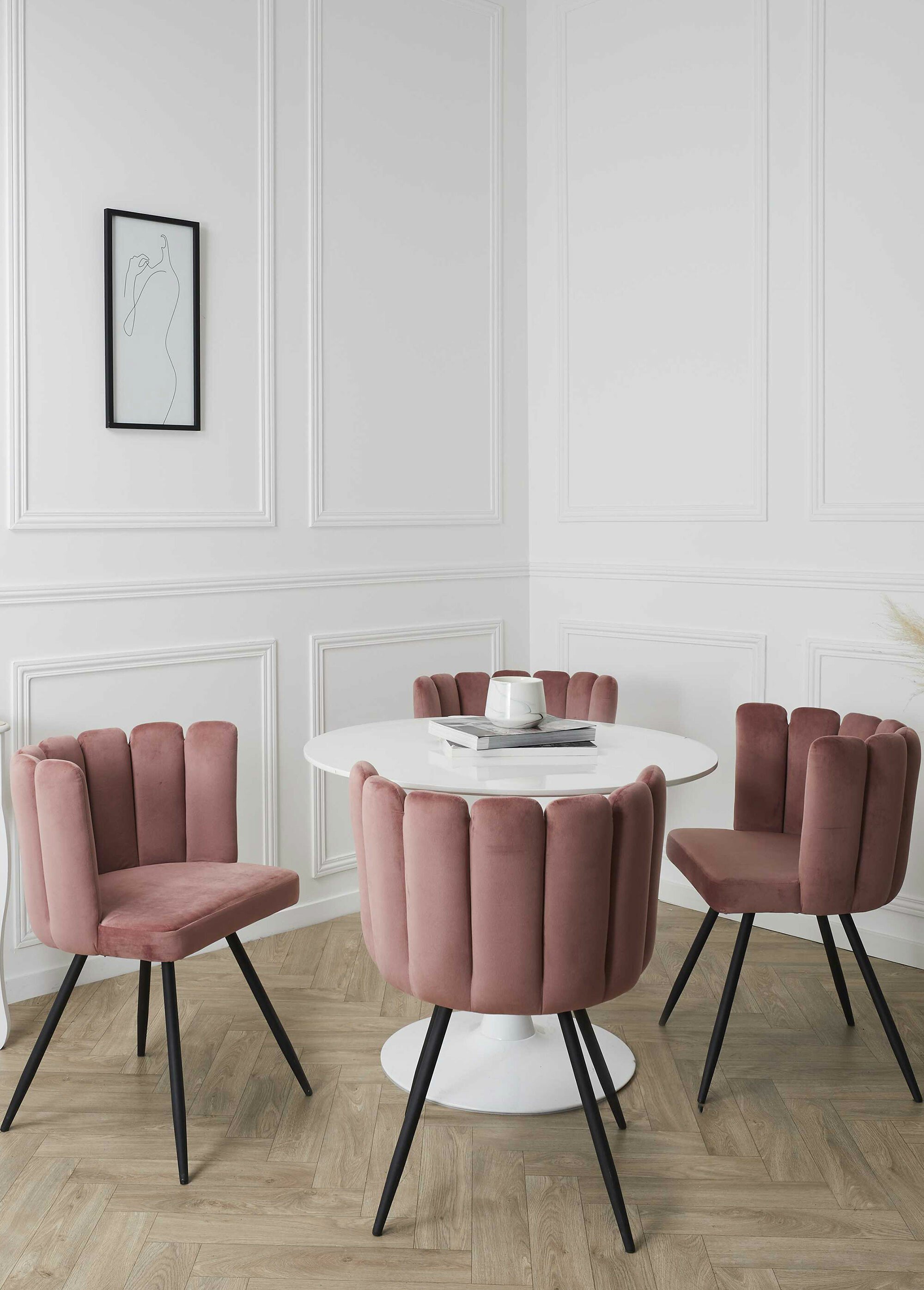 Chaise velours dossier capitonné 1G ROSE CMP-HD6516 SI1