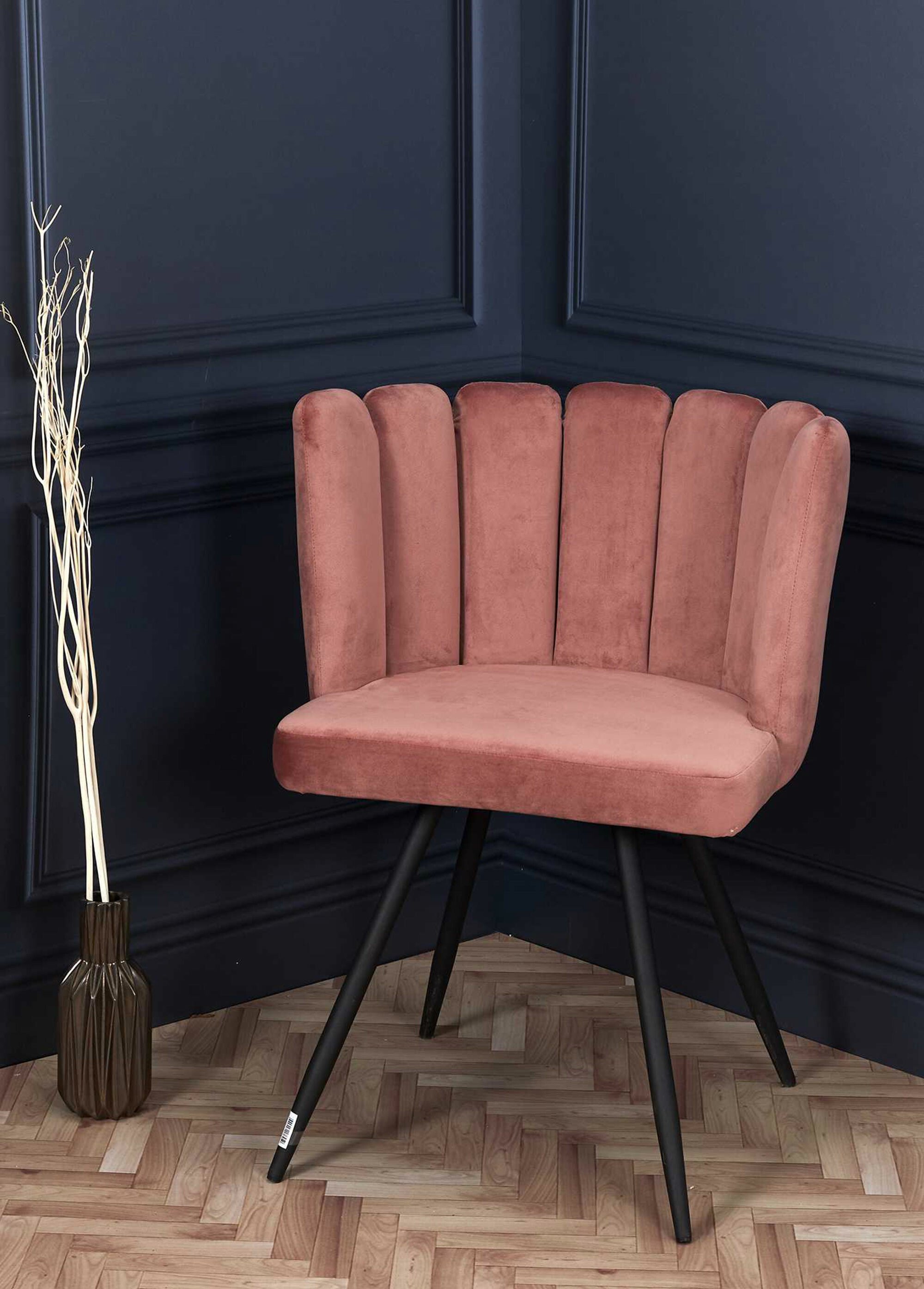 Chaise velours dossier capitonné 1G ROSE CMP-HD6516 SI3