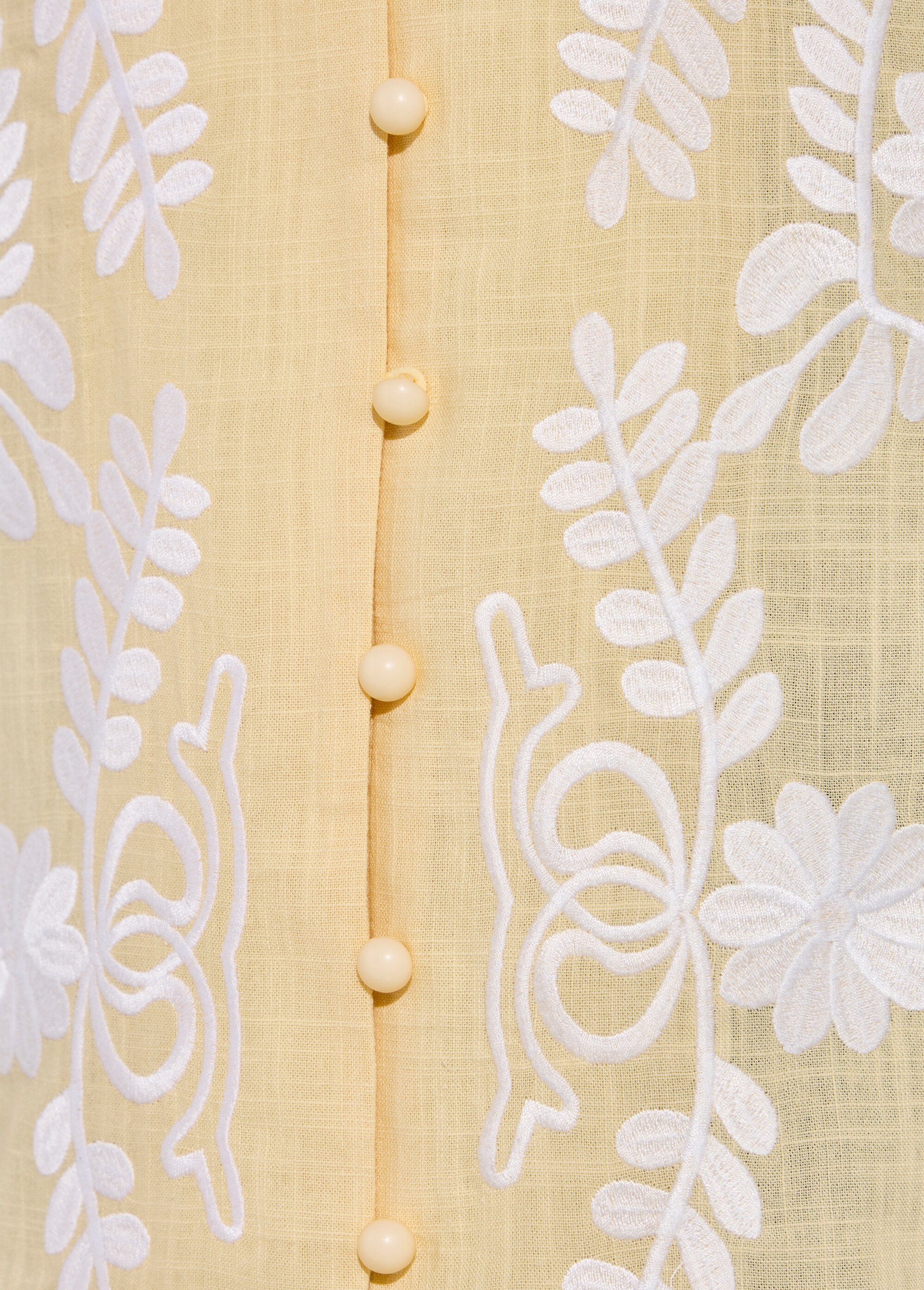 Chemisier brodé boutonné col volanté Femme Jaune CALVANE DE2