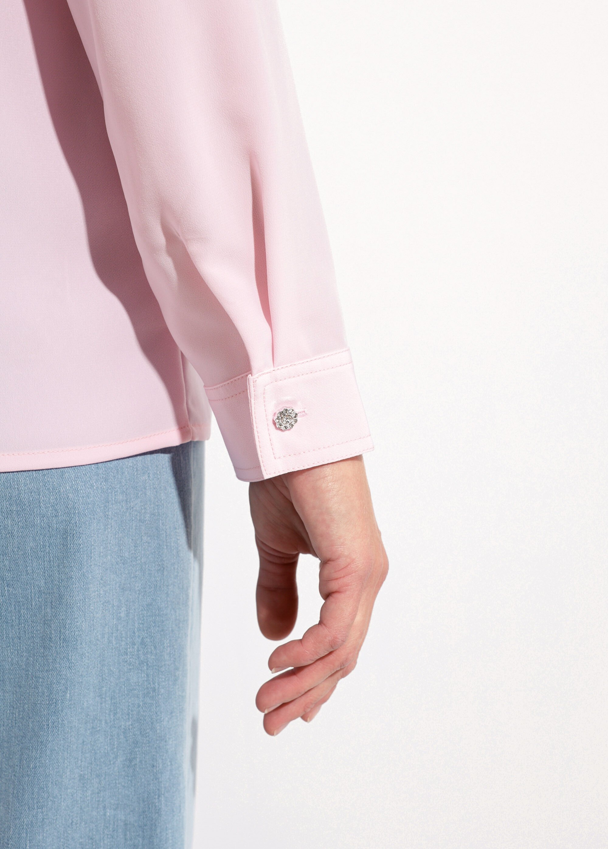 Chemisier fluide uni plissé boutons strass Femme Rose CALIANE DE2