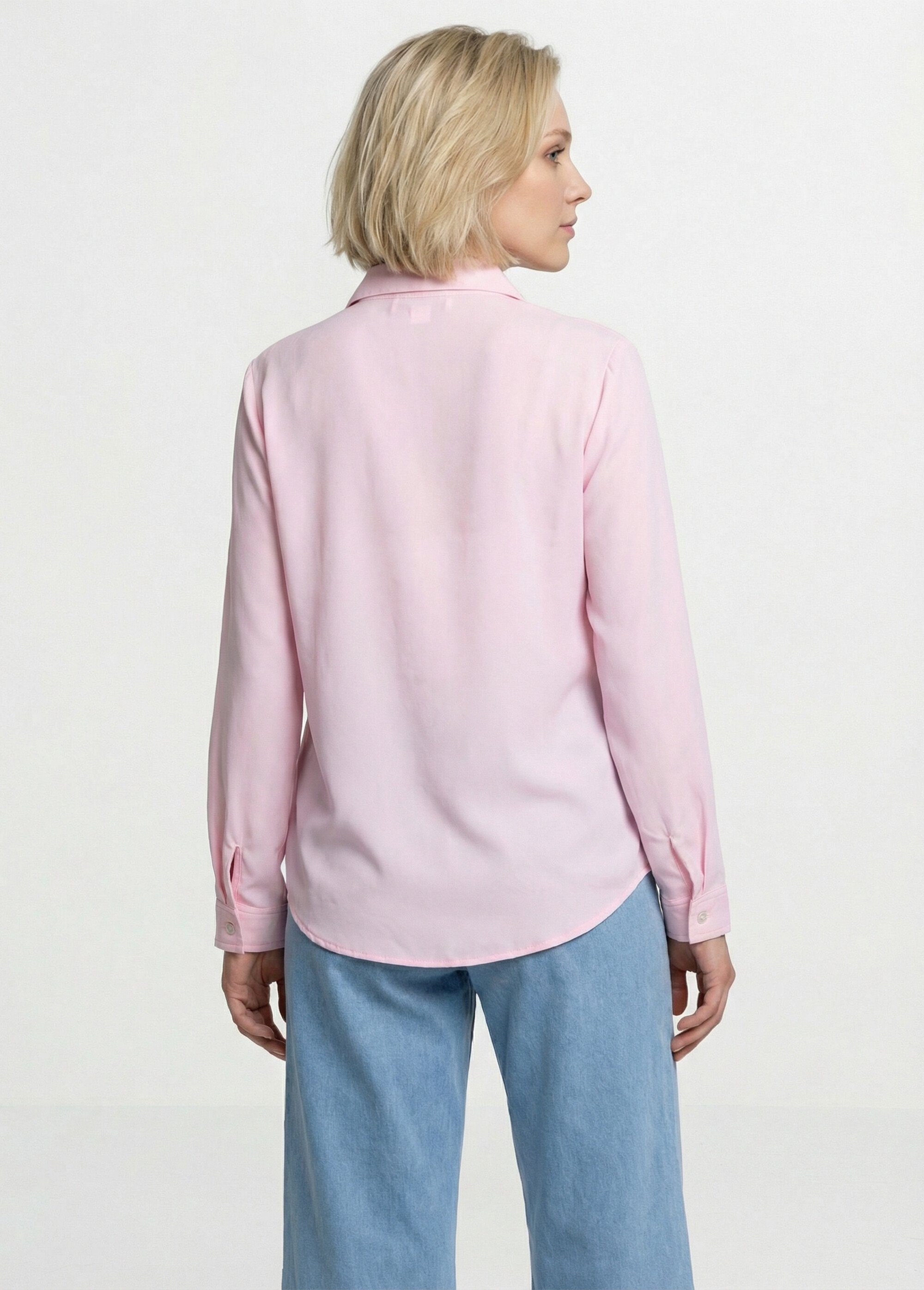 Chemisier fluide uni plissé boutons strass Femme Rose CALIANE DO1