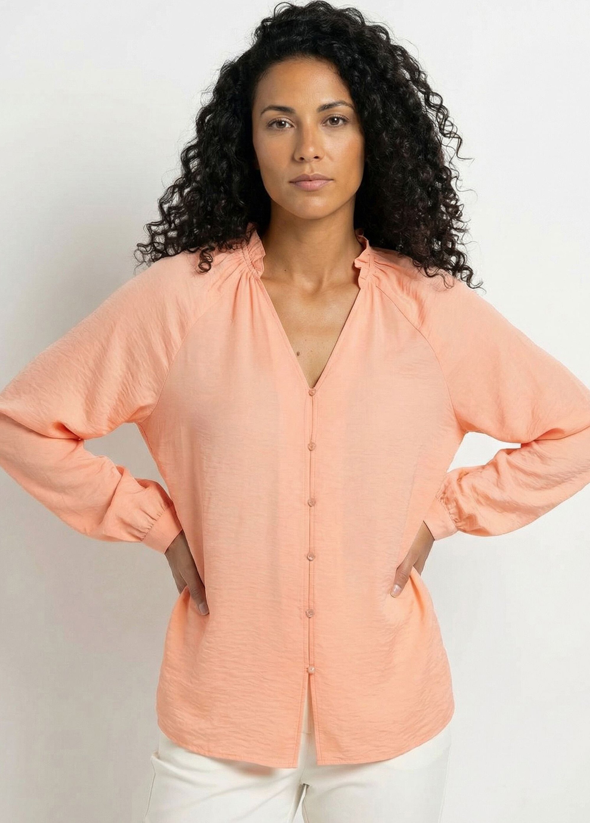 Chemisier raglan ample col V boutonné