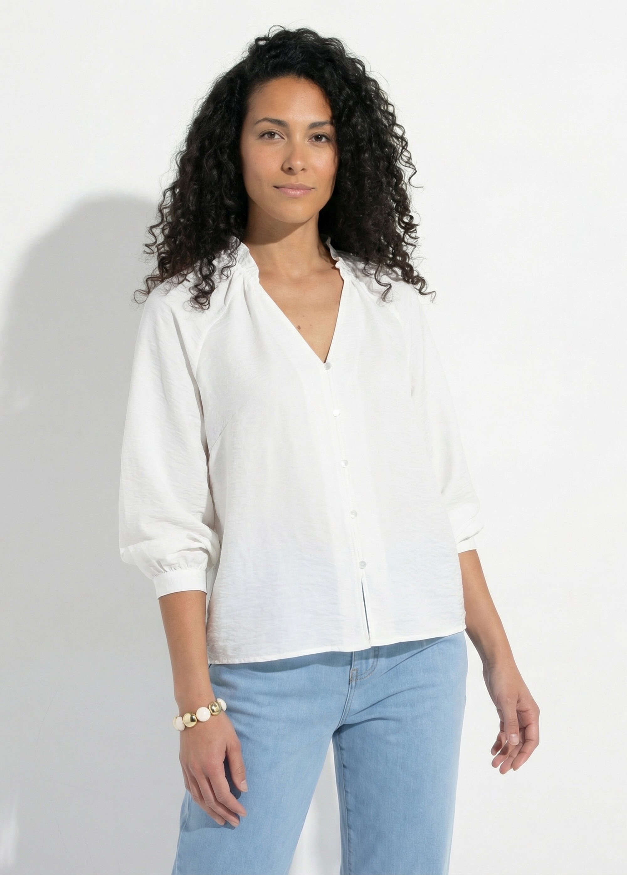 Chemisier raglan ample col V boutonné Femme Beige CLAREL FA1