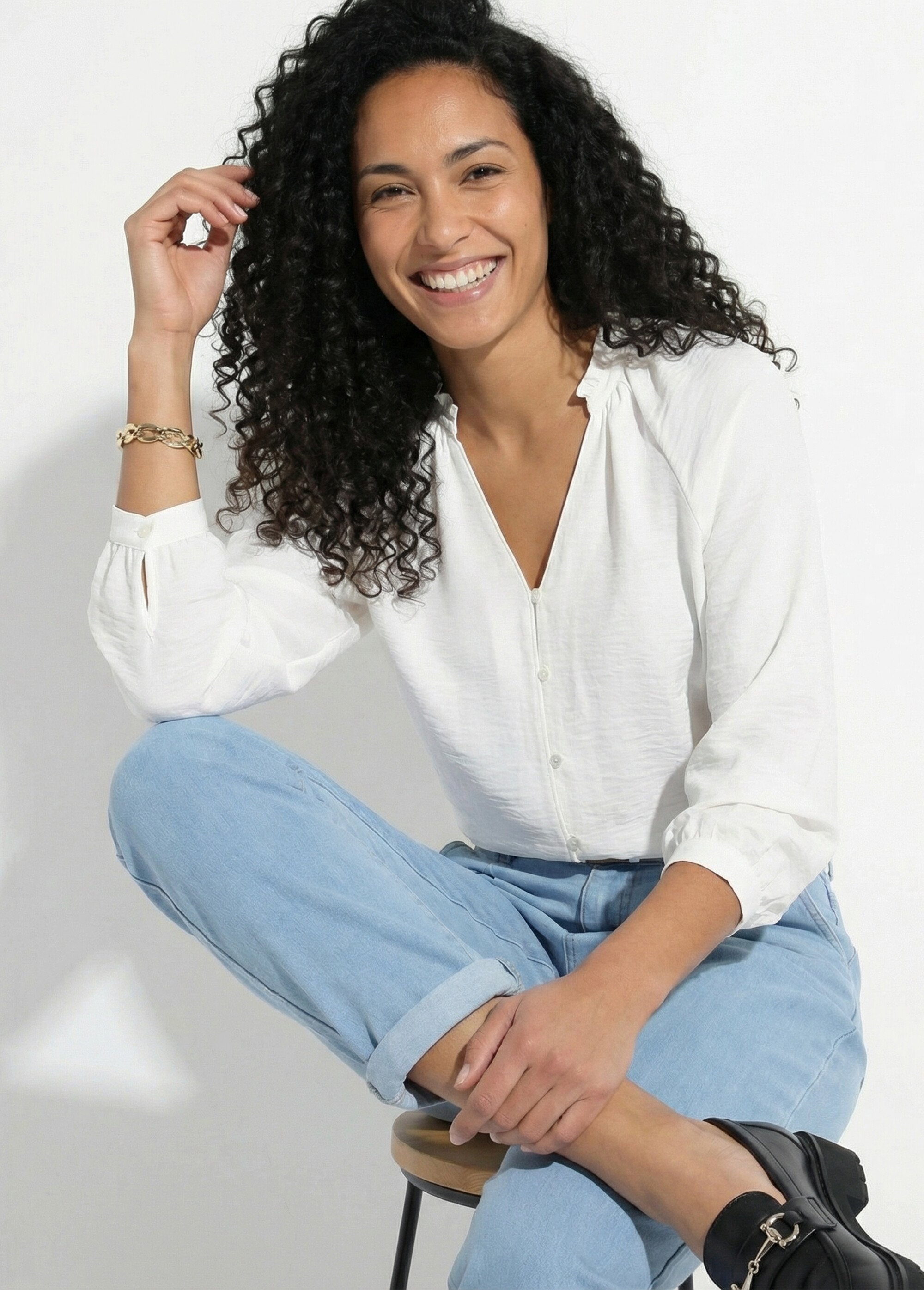 Chemisier raglan ample col V boutonné Femme Beige CLAREL MV1