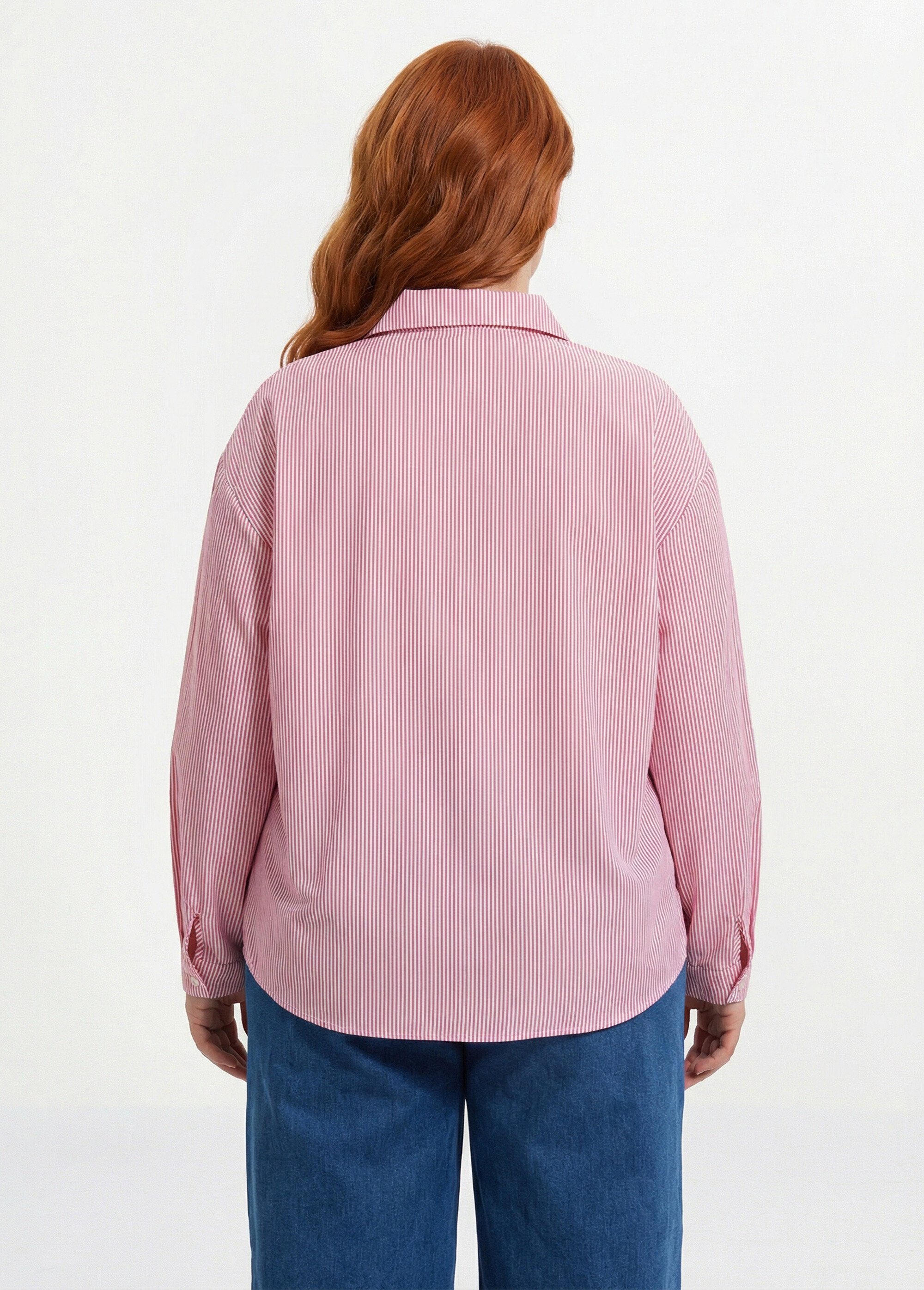 Chemisier rayé coton, broderie cœur