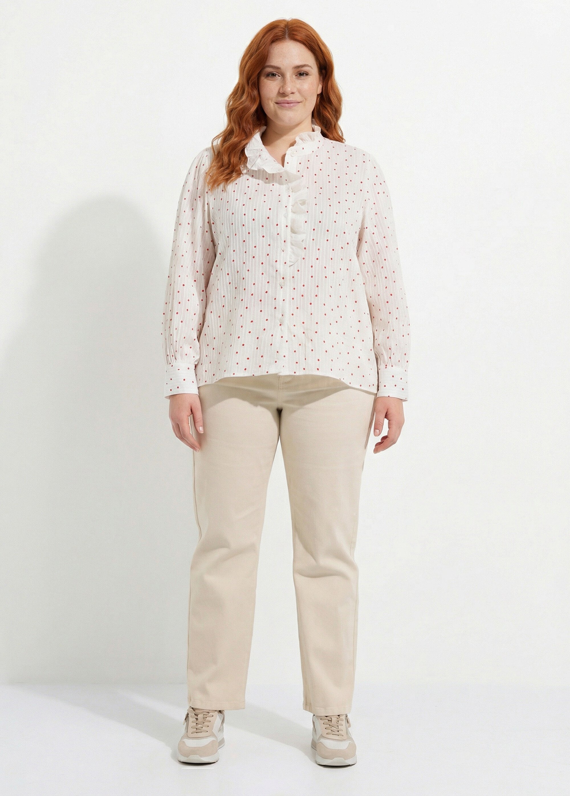 Chemisier avec dentelle et motif coeurs Femme Grande Taille Rouge MA-M329-1992 SF1