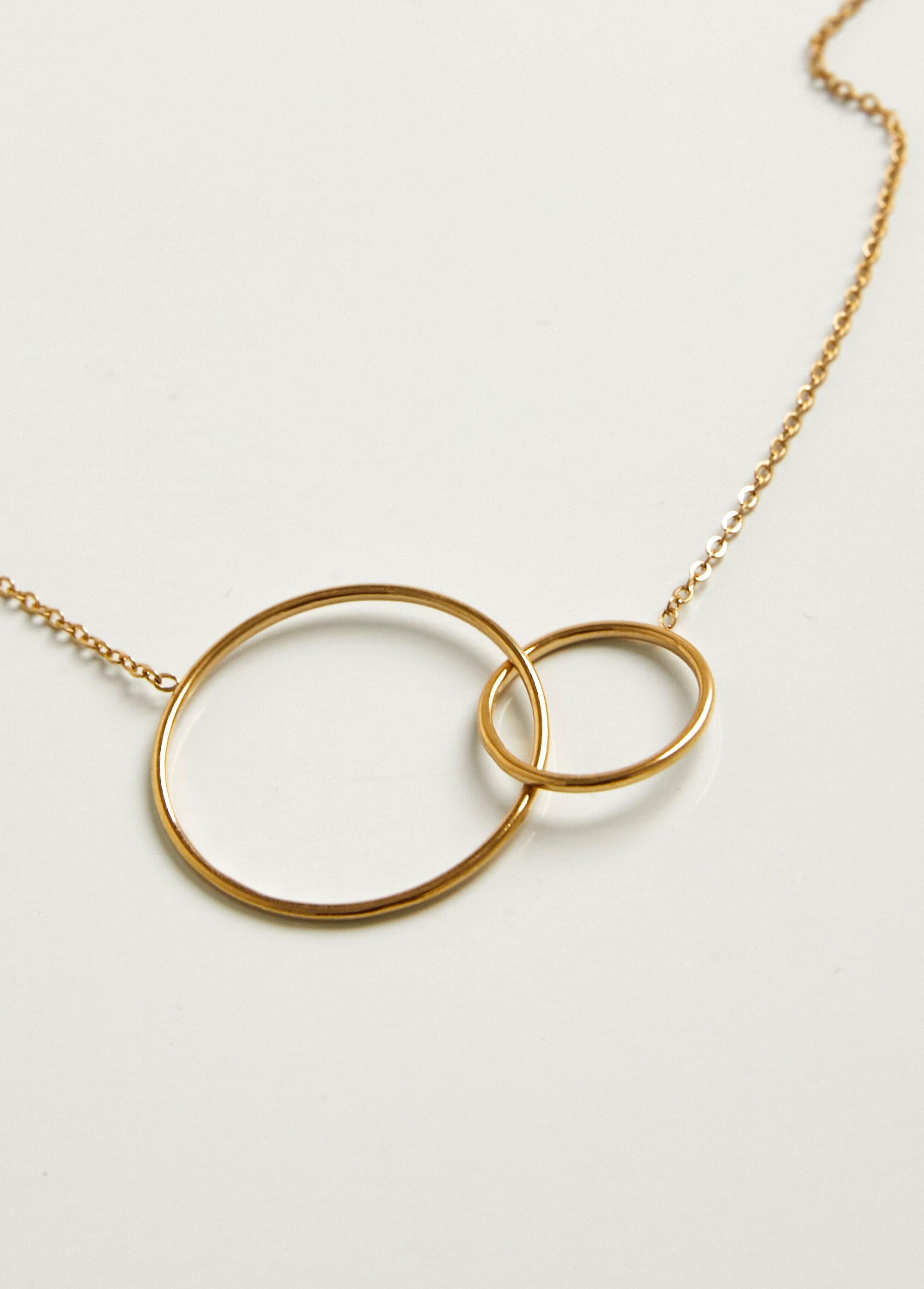 Collier anneaux enlacés en acier Doré AE-CODOUBLAN DE2