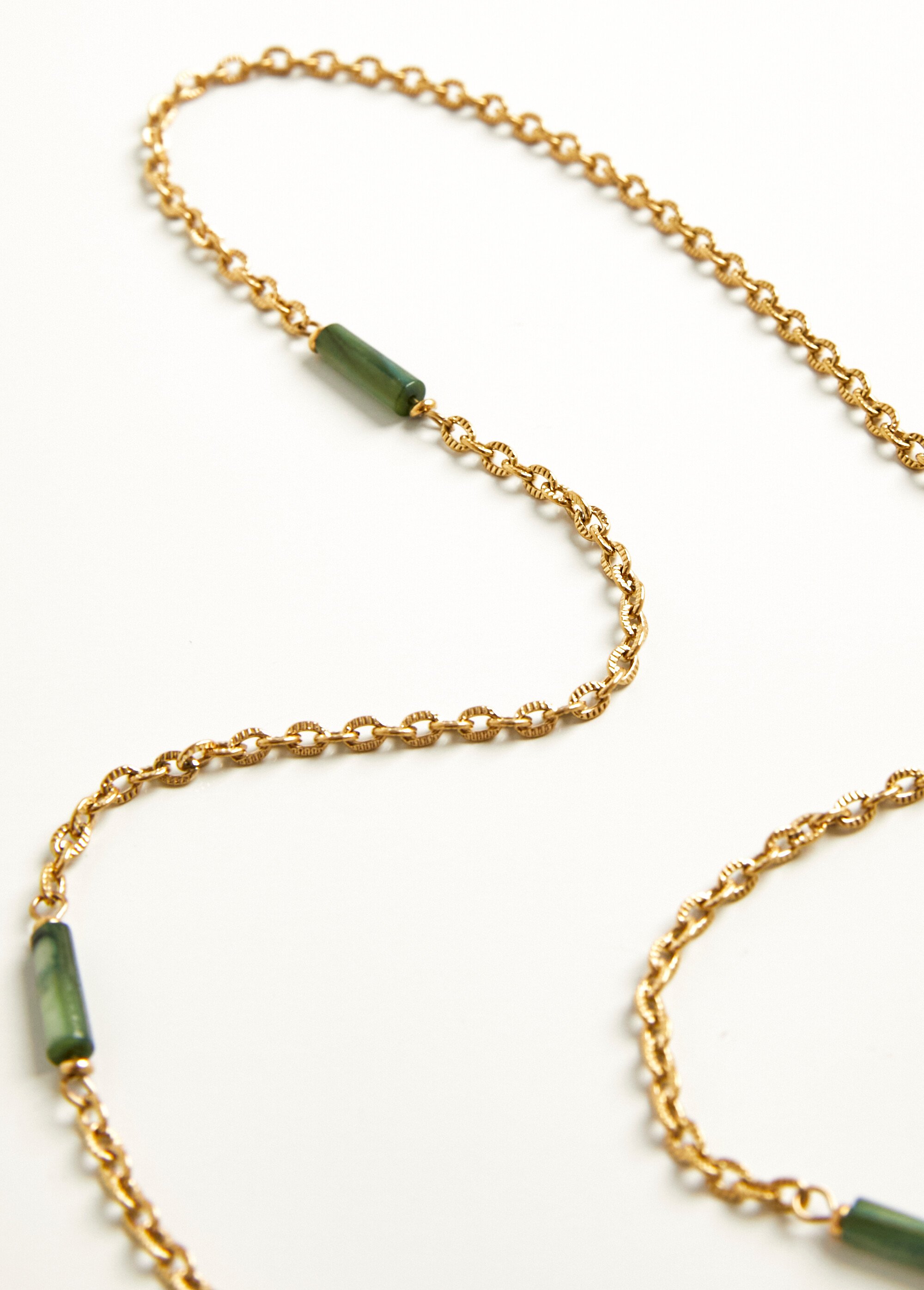 Collier sautoir acier et perles pierre Doré AE-COSAUCHAPI DE3