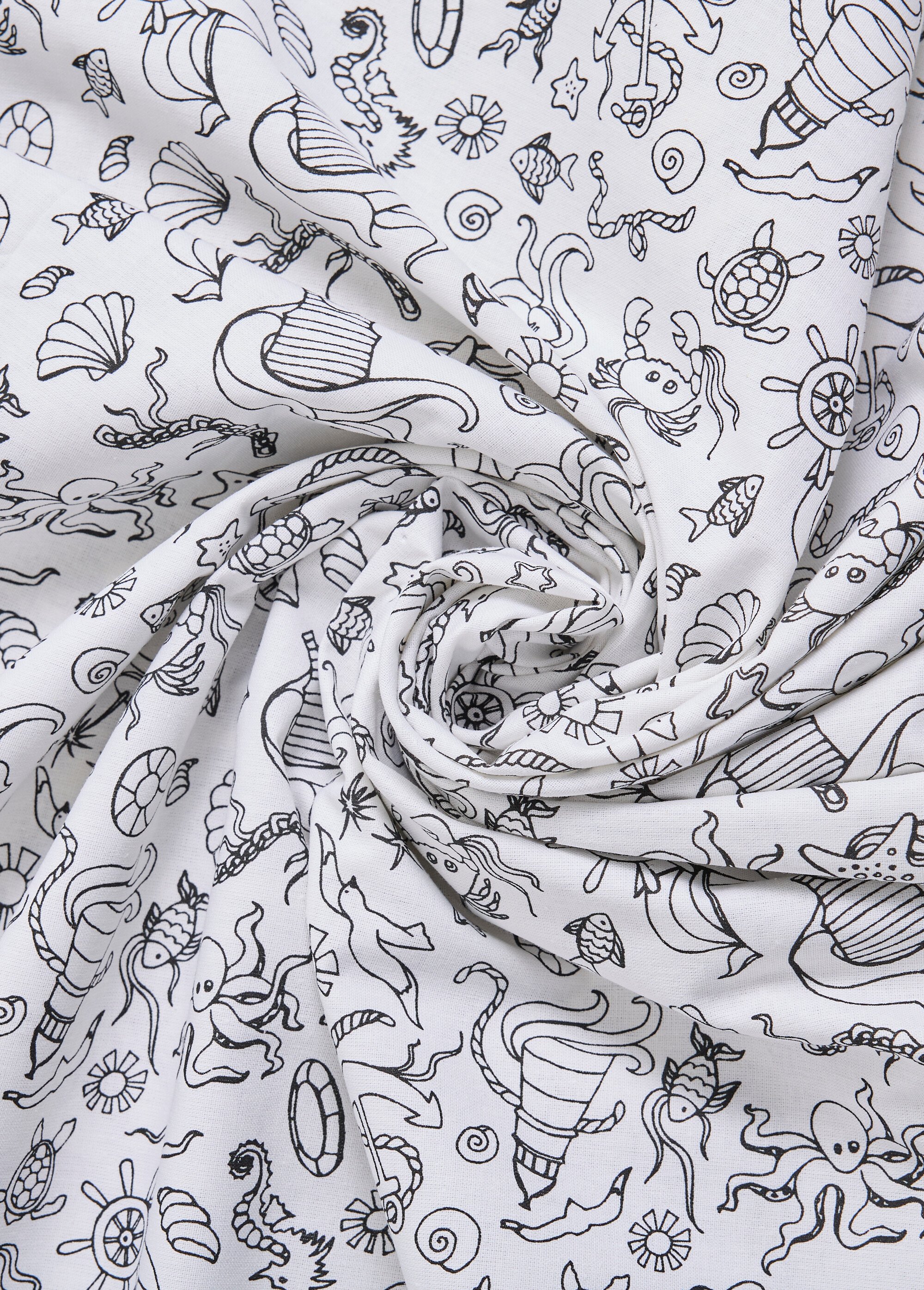 Coupon tissu à colorier Mer, 3m x 1,5m BLANC COT44036 FA1