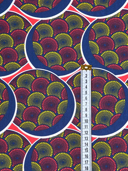 Coupon tissu ethnique Wax MR, 3x1,5m ROUGE COT50900 DE1