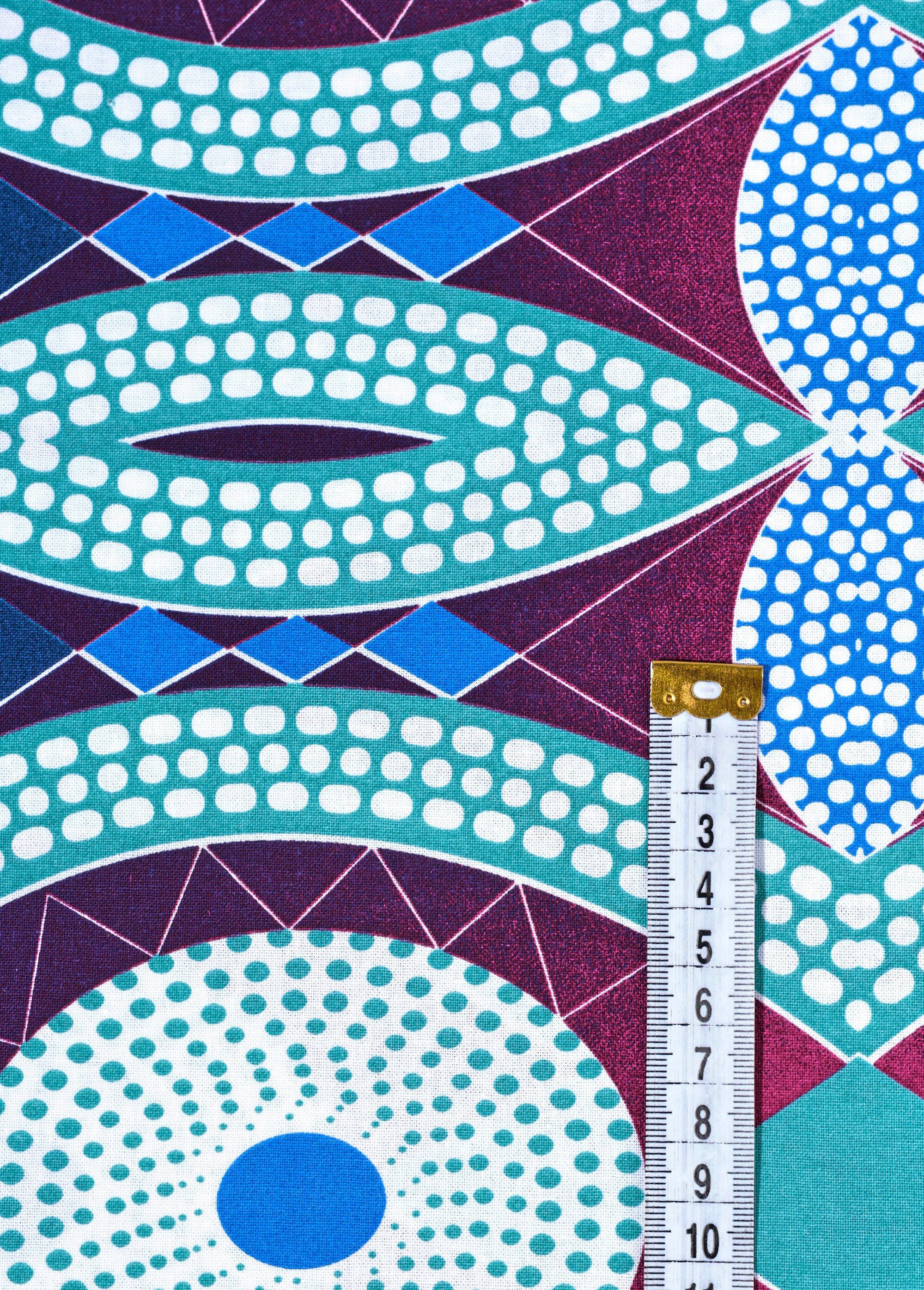 Coupon tissu ethnique Wax VT, 3x1,5m VERT COT50891 DE1