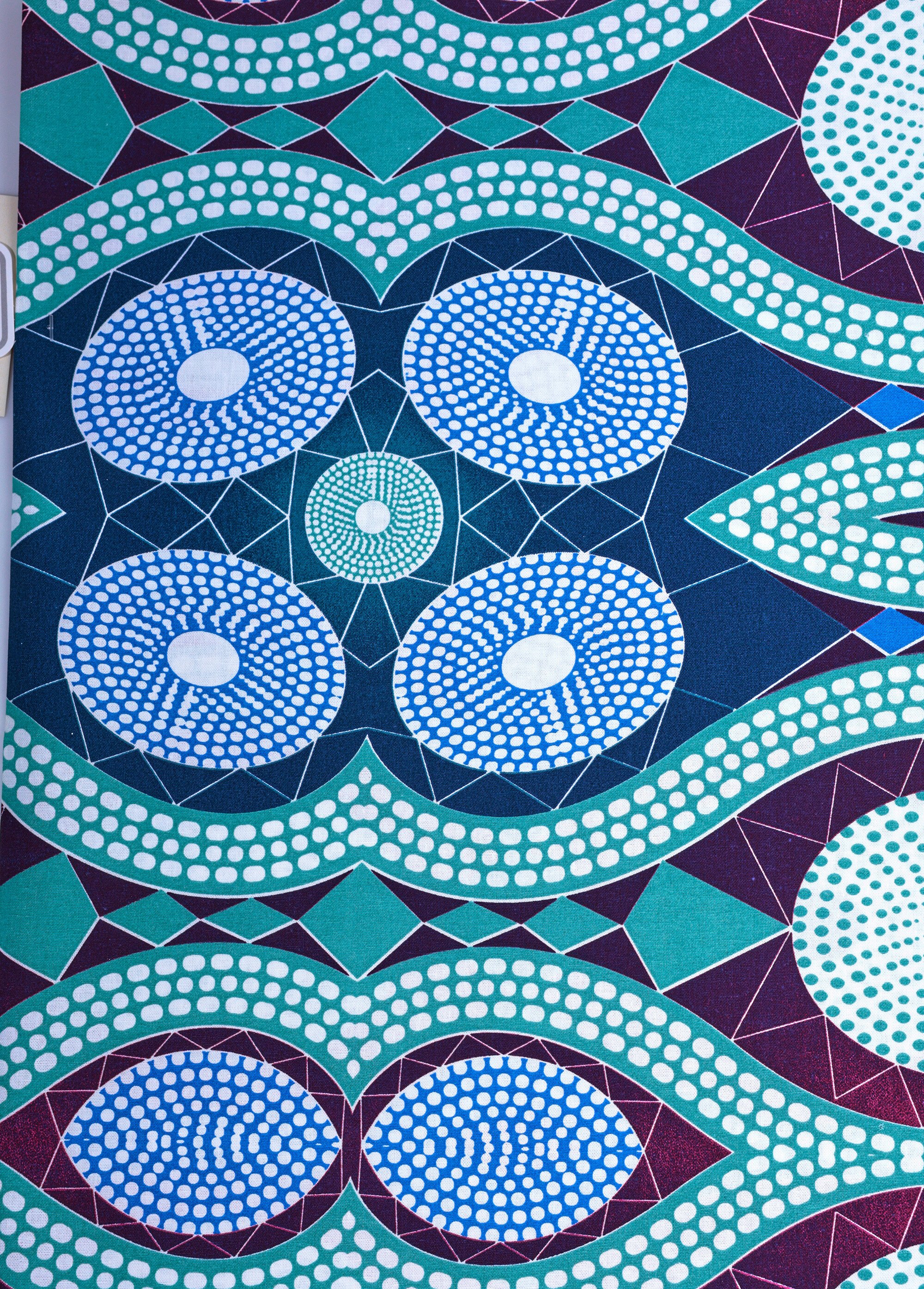 Coupon tissu ethnique Wax VT, 3x1,5m VERT COT50891 DE2