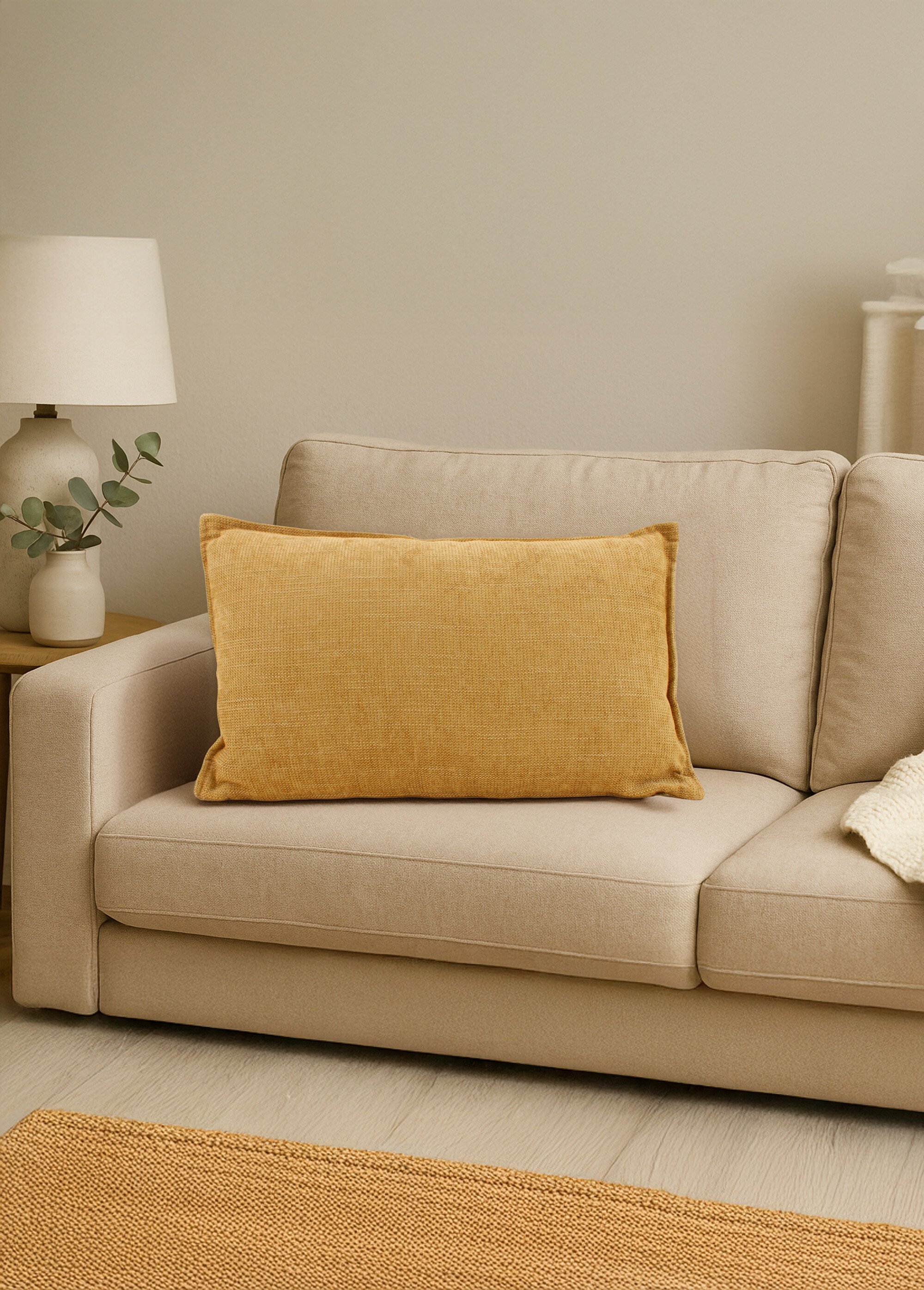 Coussin texturé aspect velours, 4M Jaune NOR-4389 SI1