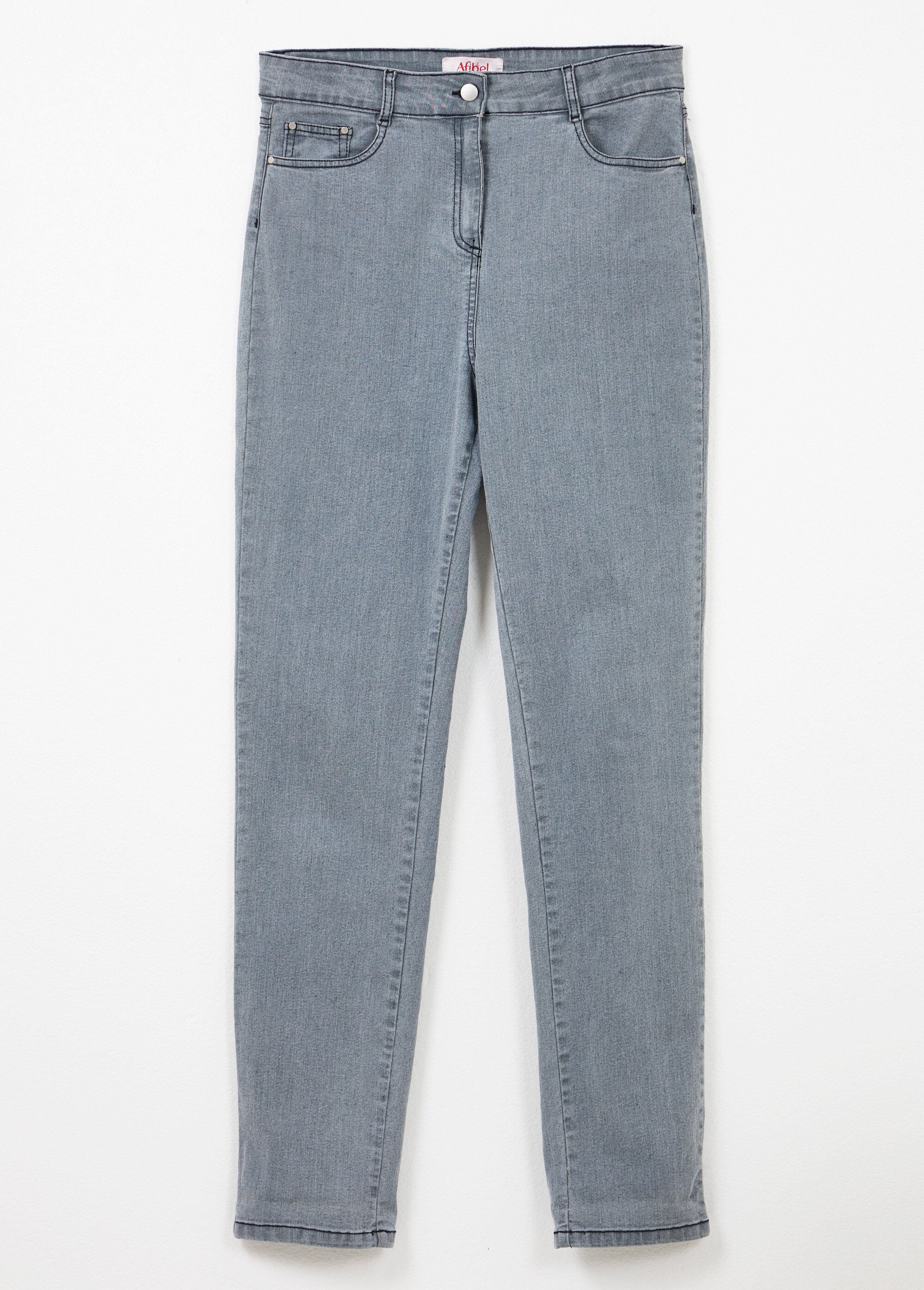 Jean 5 poches ceinture extensible coton stretch Femme Gris NORVEGIEN AP1
